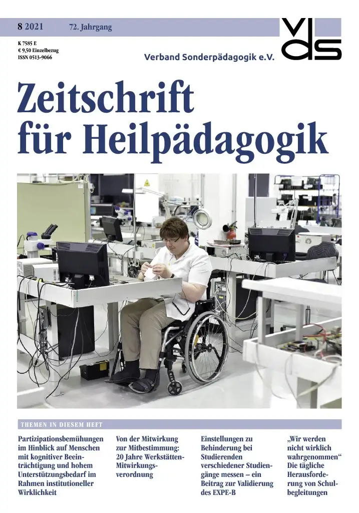 Zeitschrift für Heilpädagogik Cover 08.2021