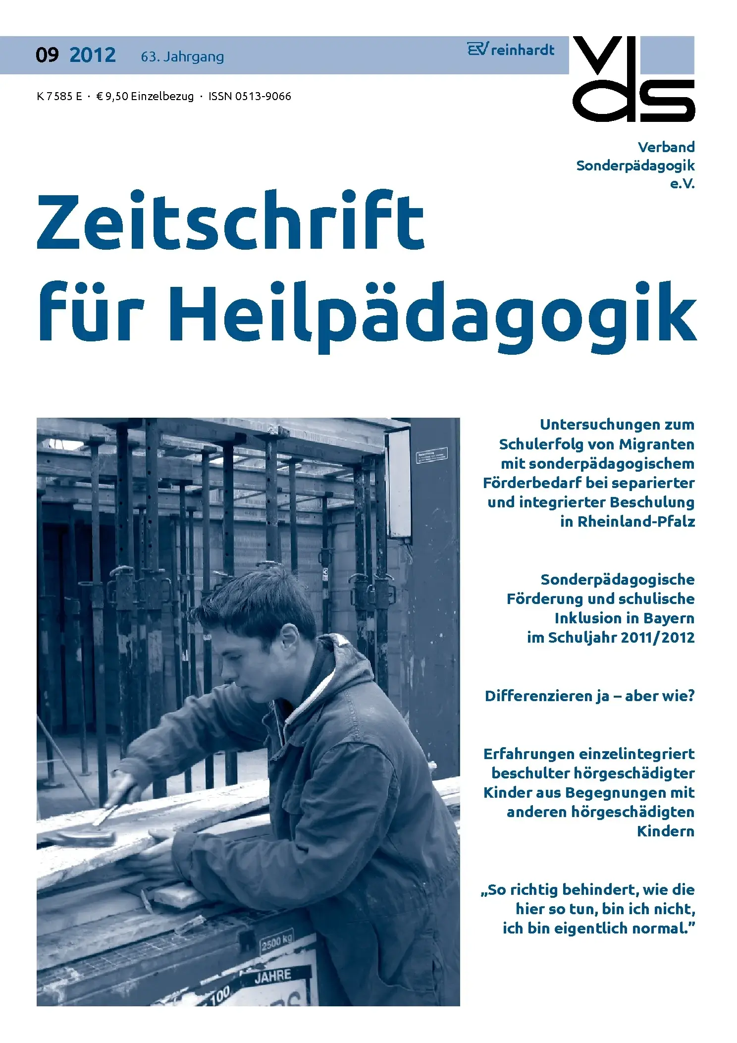 Zeitschrift für Heilpädagogik Cover 09.2012