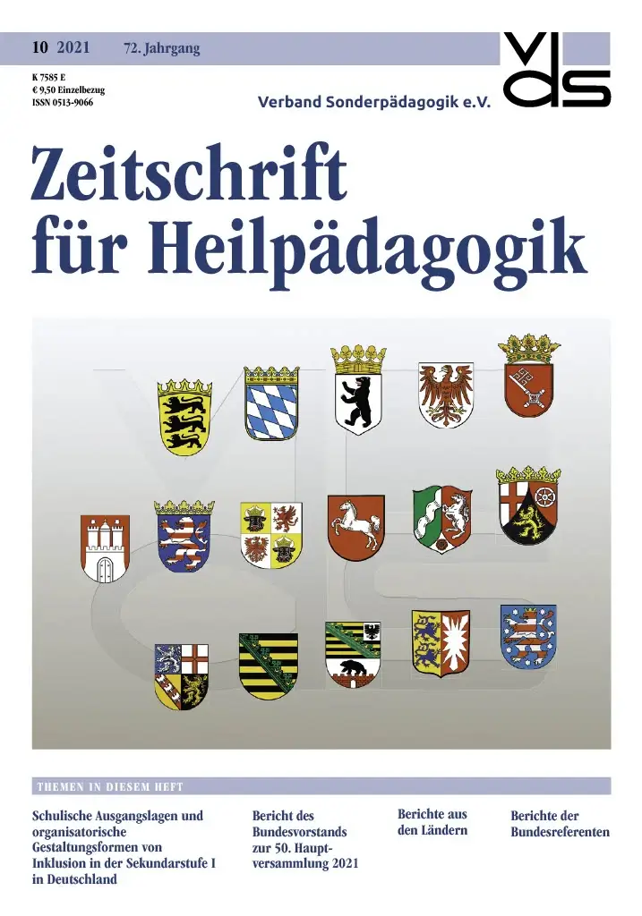 Zeitschrift für Heilpädagogik Cover 10.2021