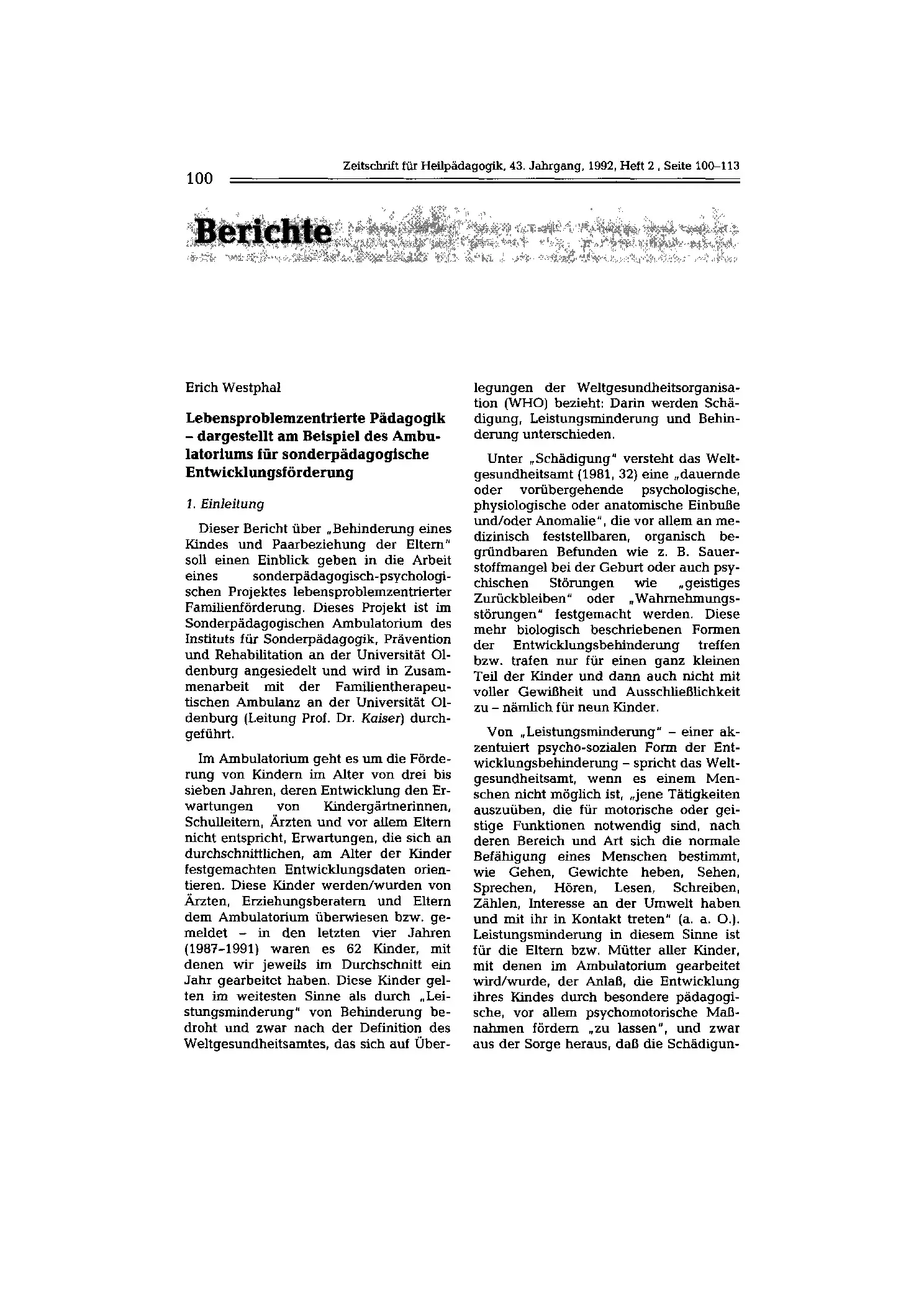 Zeitschrift für Heilpädagogik Artikel