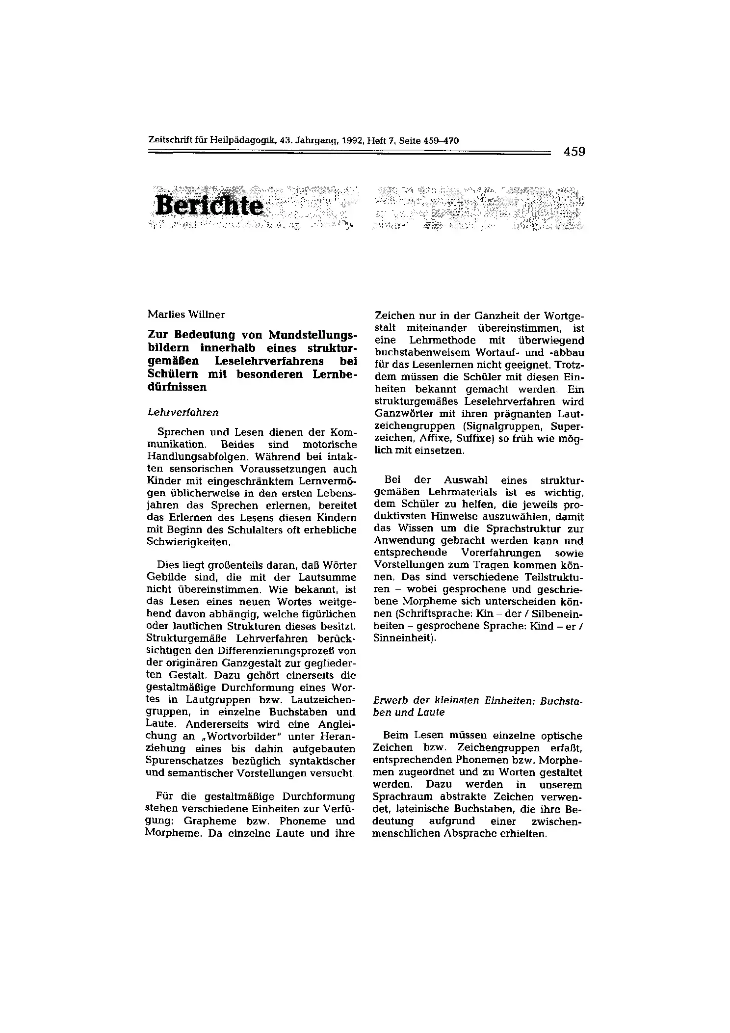 Zeitschrift für Heilpädagogik Artikel