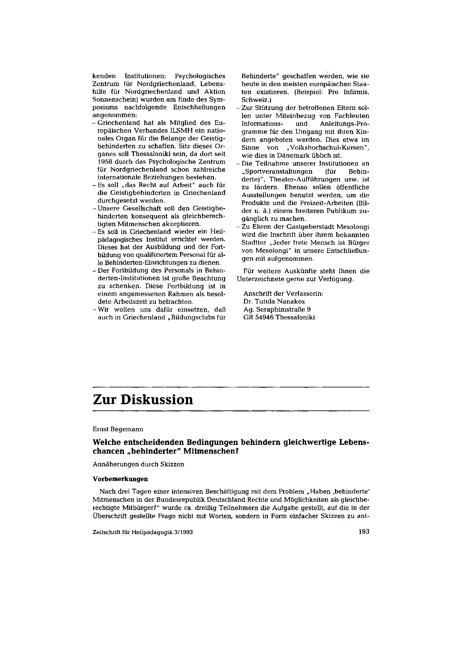 Zeitschrift für Heilpädagogik Artikel