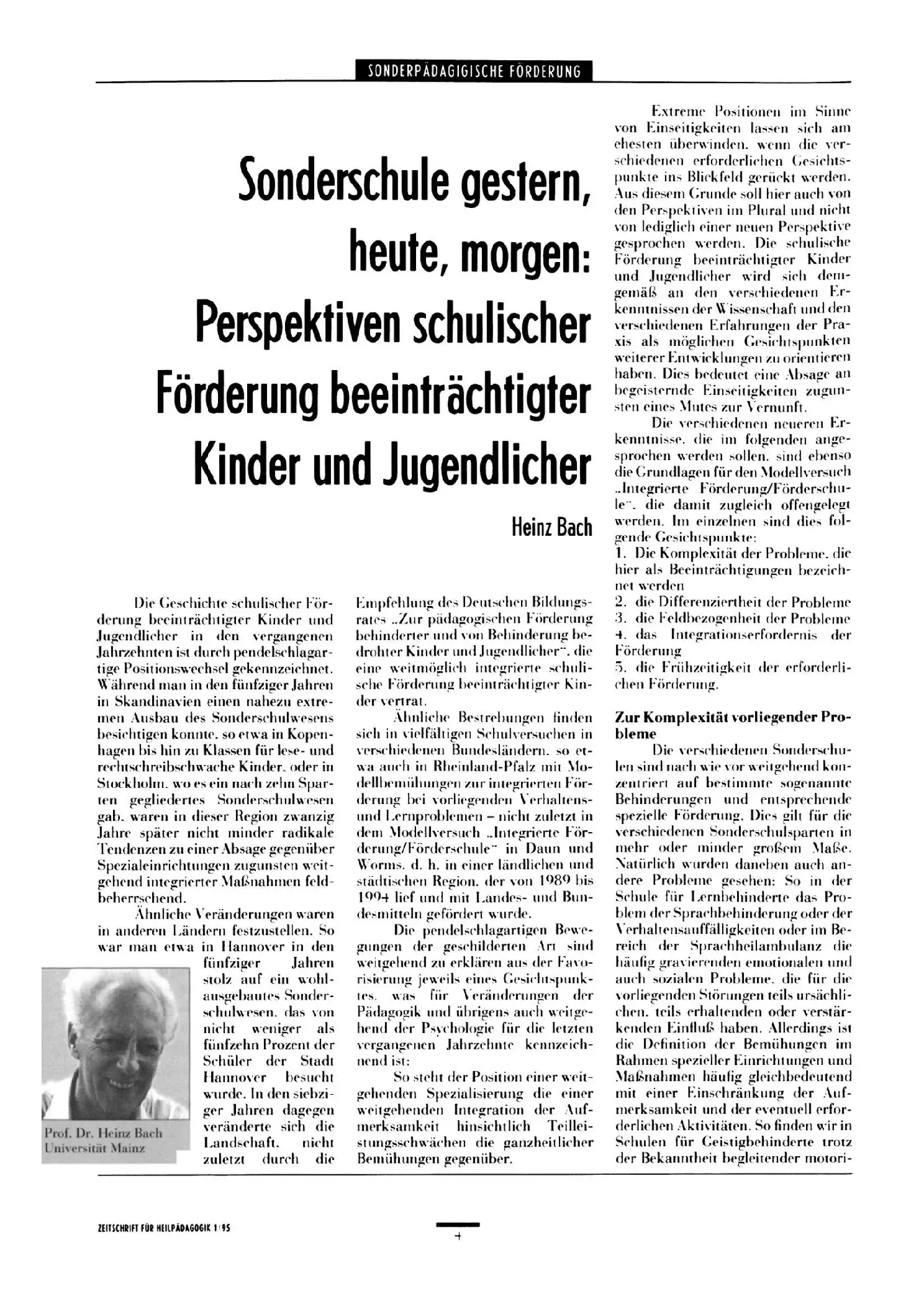 Zeitschrift für Heilpädagogik Artikel