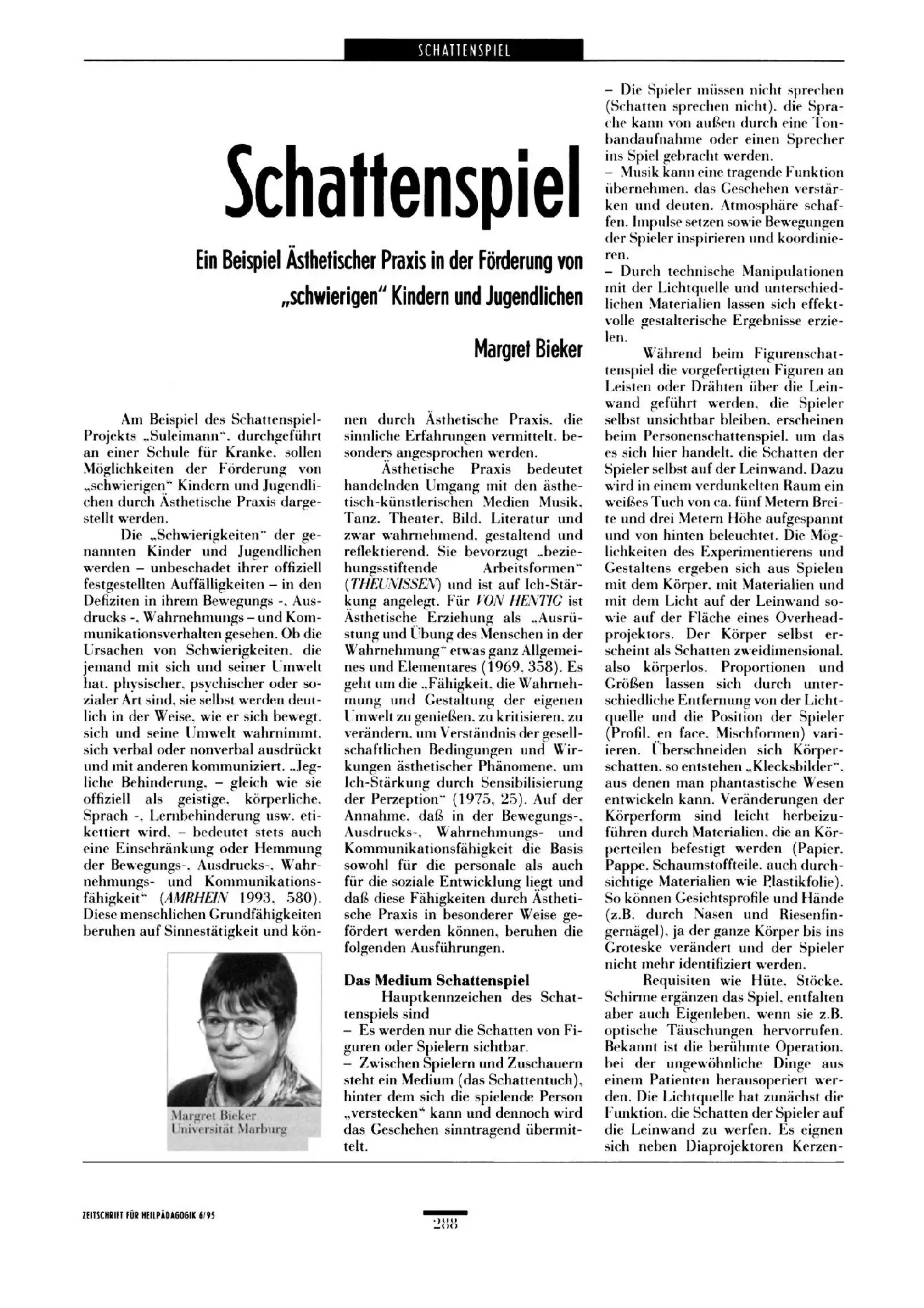 Zeitschrift für Heilpädagogik Artikel