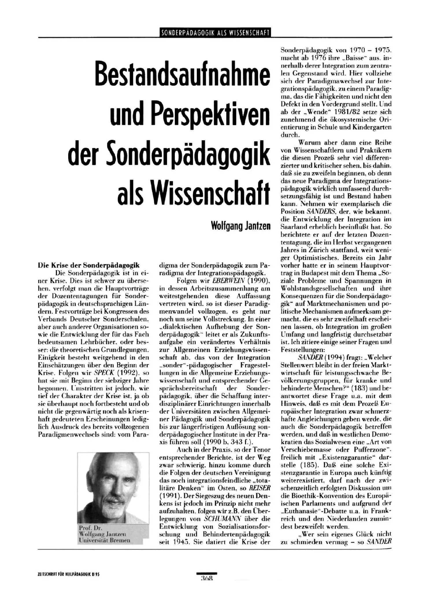 Zeitschrift für Heilpädagogik Artikel