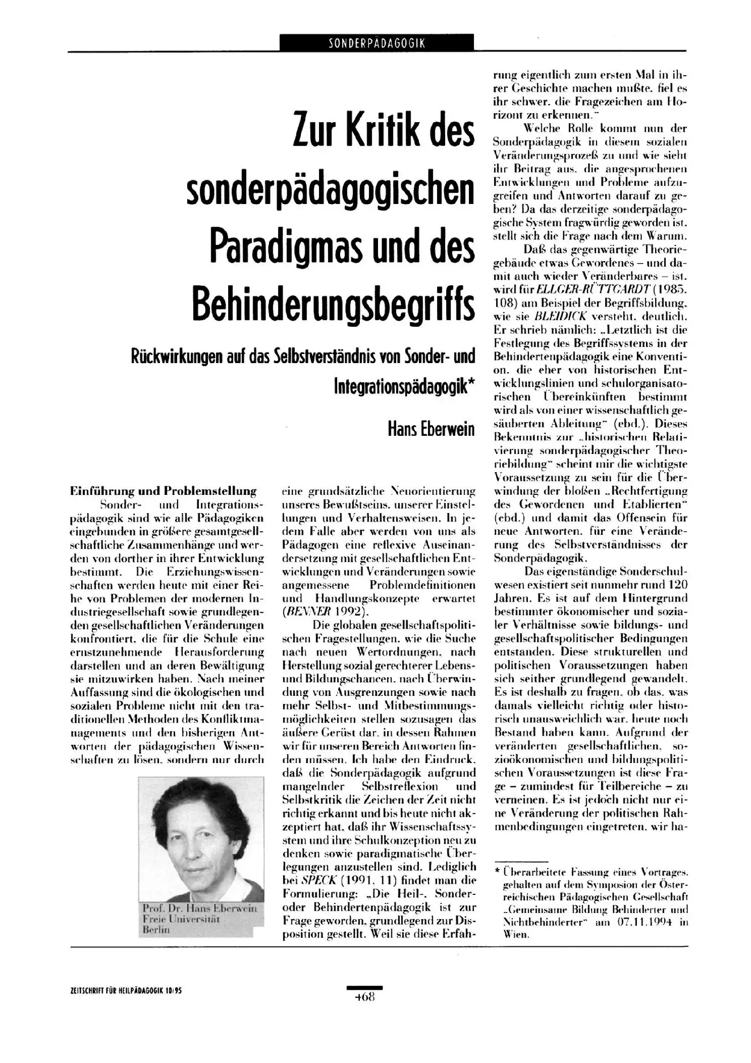 Zeitschrift für Heilpädagogik Artikel