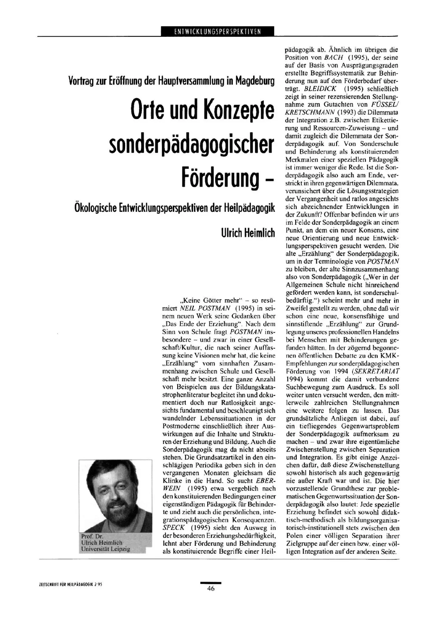 Zeitschrift für Heilpädagogik Artikel