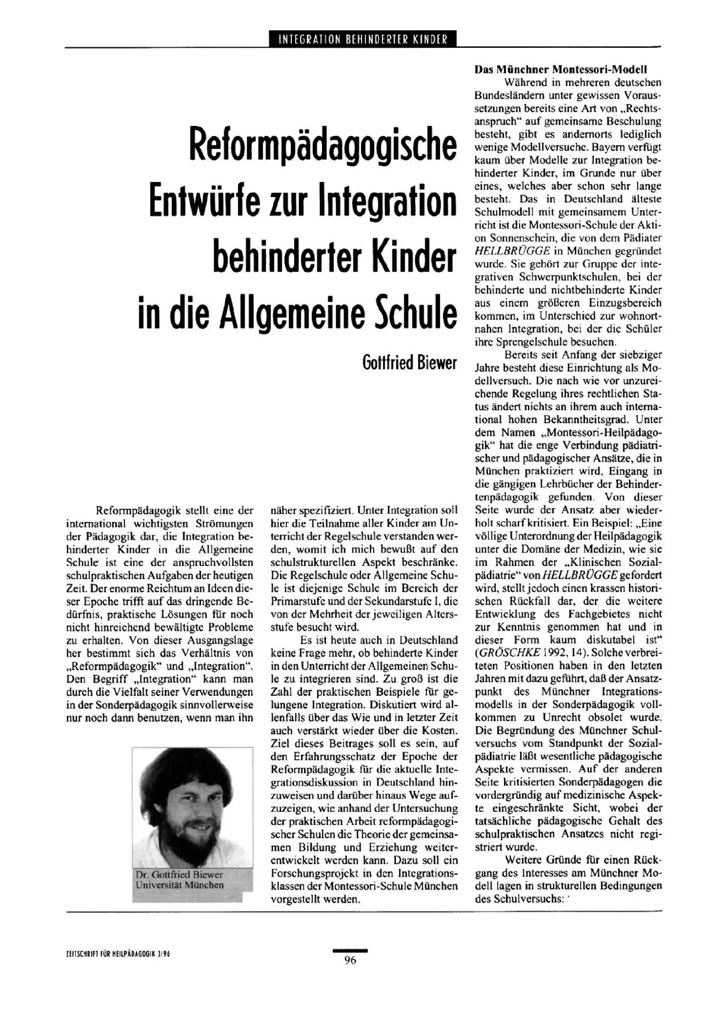 Zeitschrift für Heilpädagogik Artikel