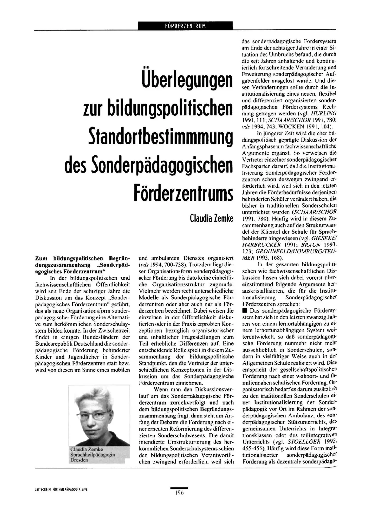 Zeitschrift für Heilpädagogik Artikel