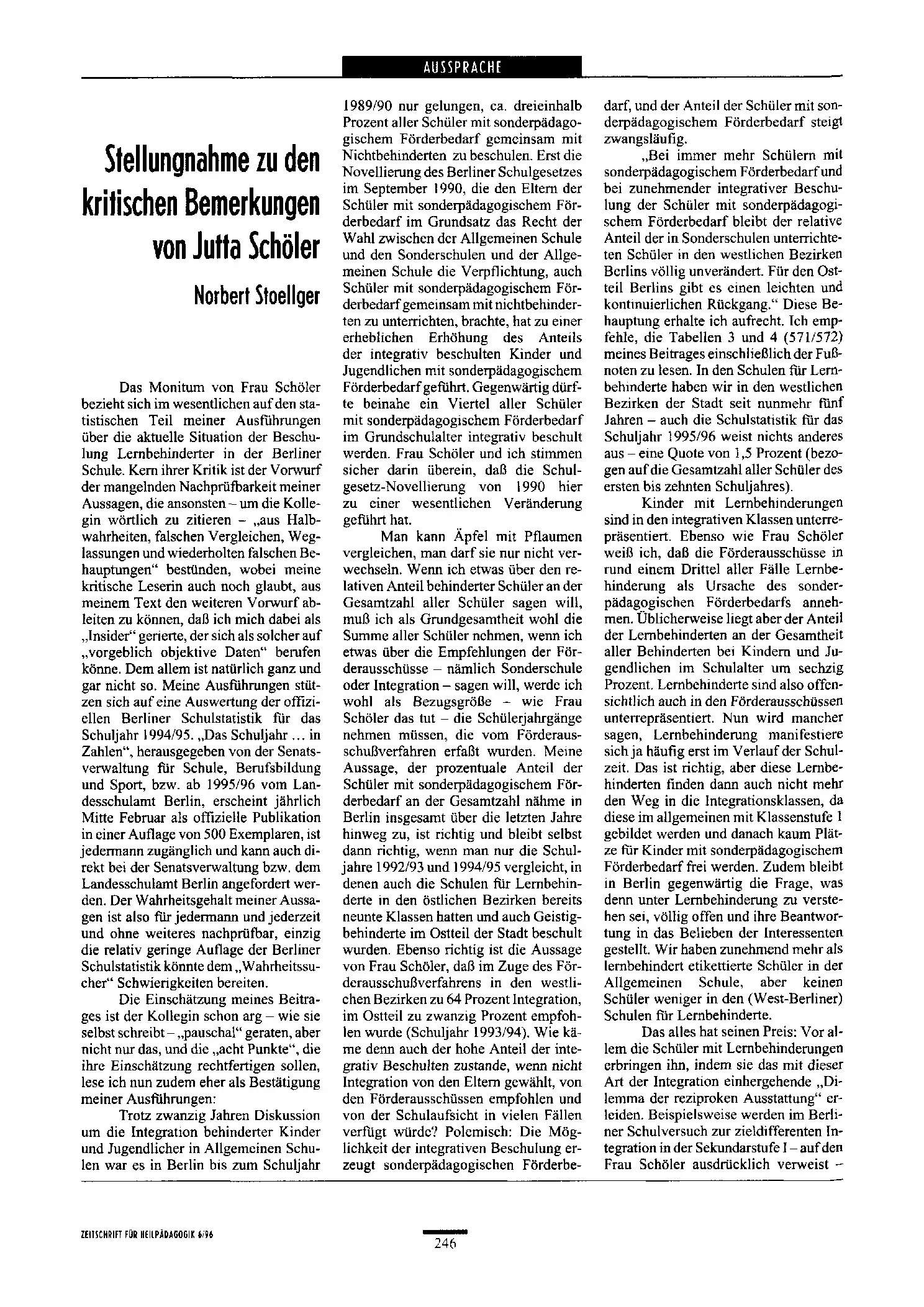 Zeitschrift für Heilpädagogik Artikel
