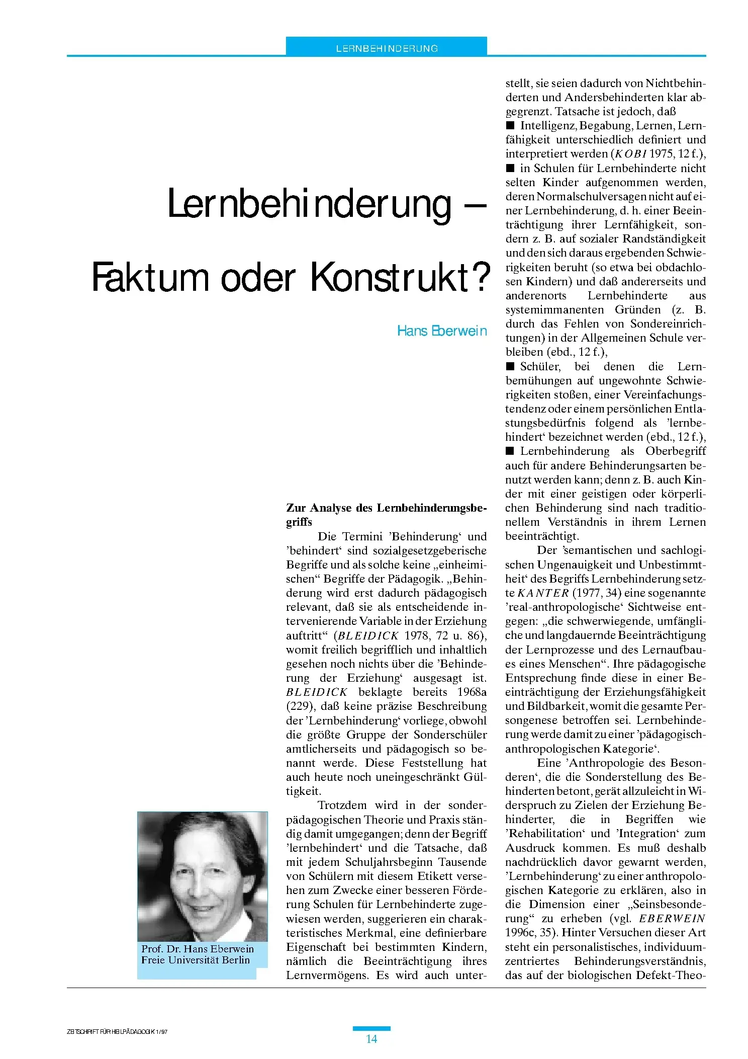 Zeitschrift für Heilpädagogik Artikel