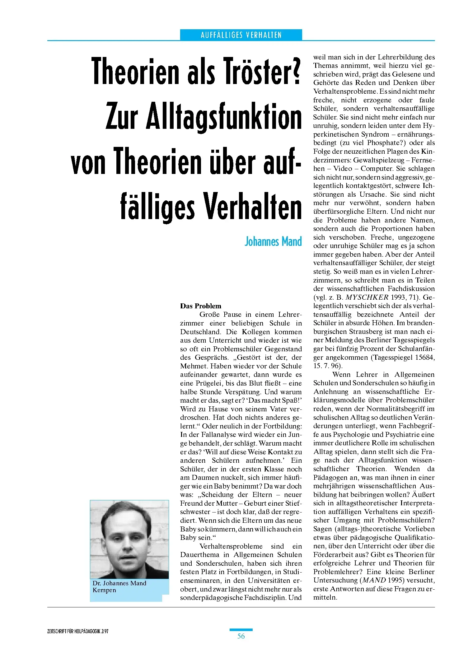 Zeitschrift für Heilpädagogik Artikel