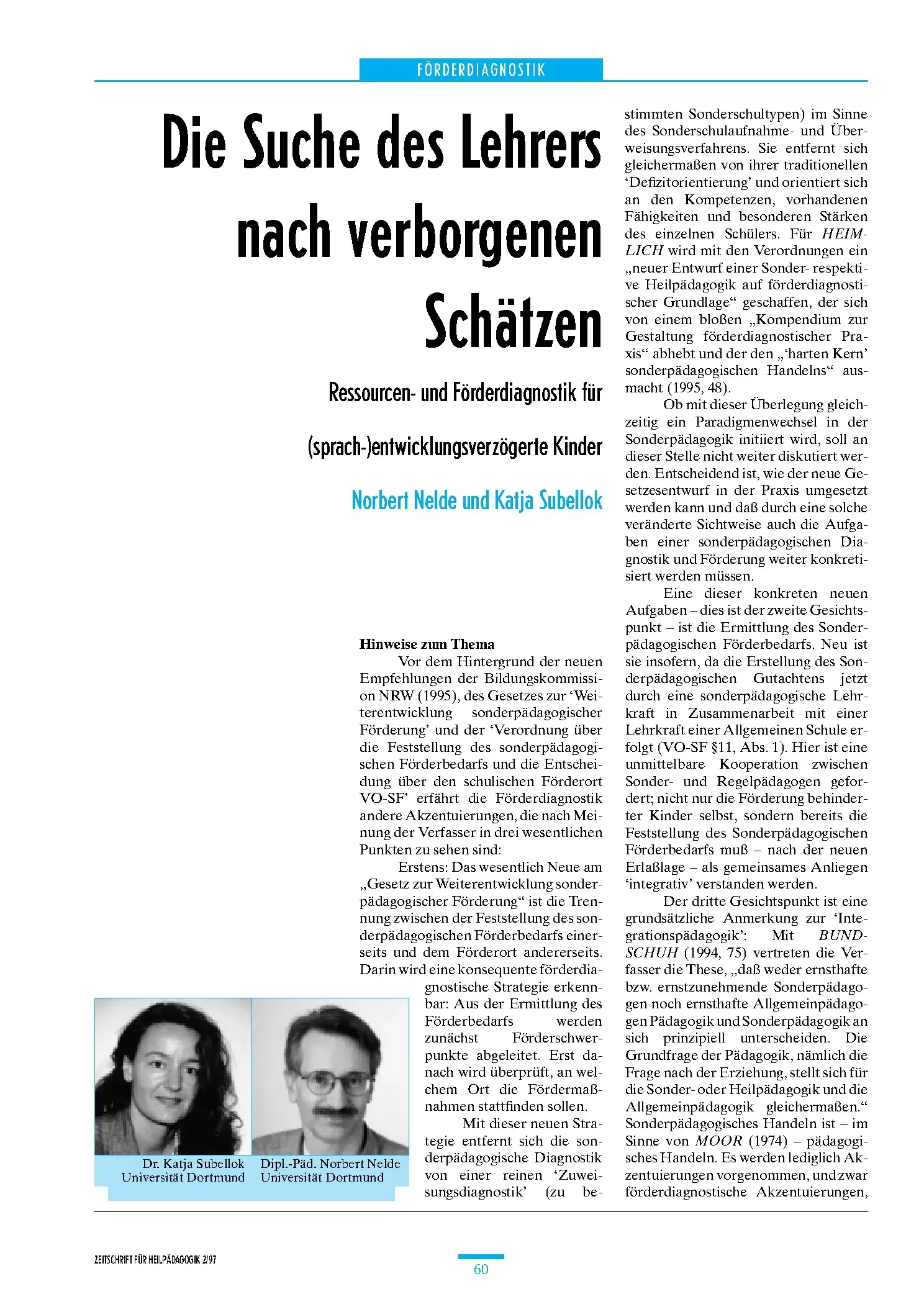 Zeitschrift für Heilpädagogik Artikel