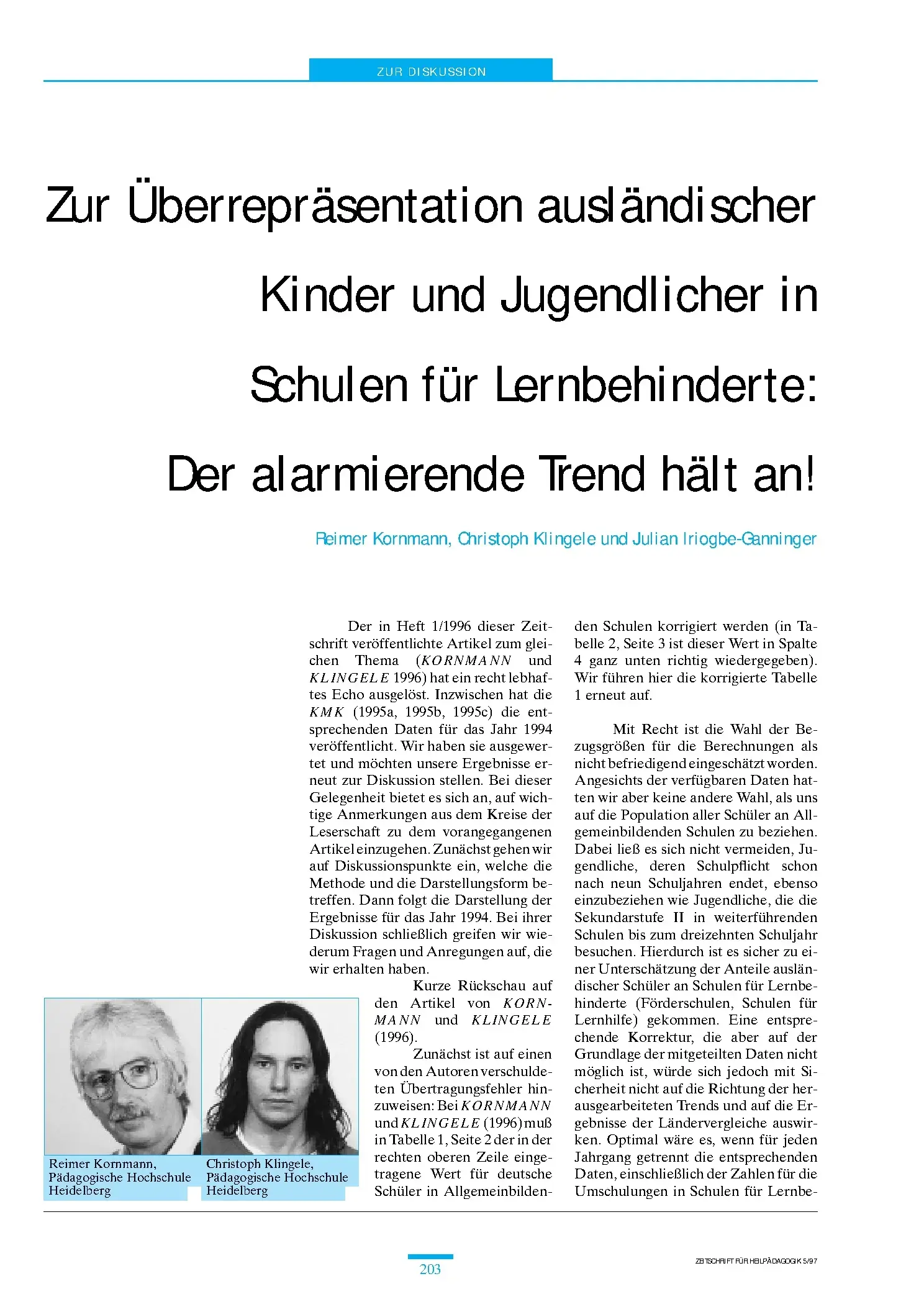 Zeitschrift für Heilpädagogik Artikel