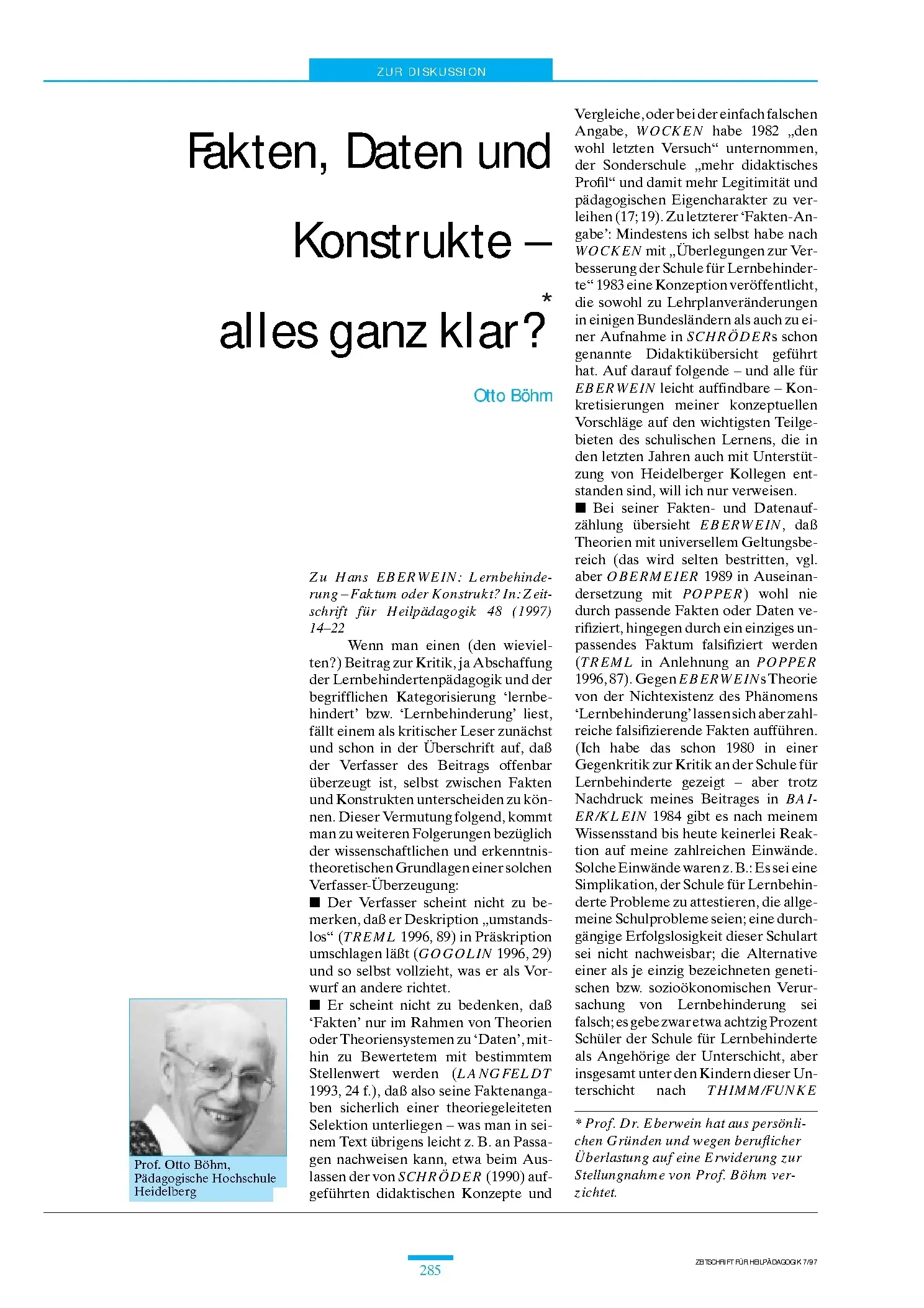 Zeitschrift für Heilpädagogik Artikel