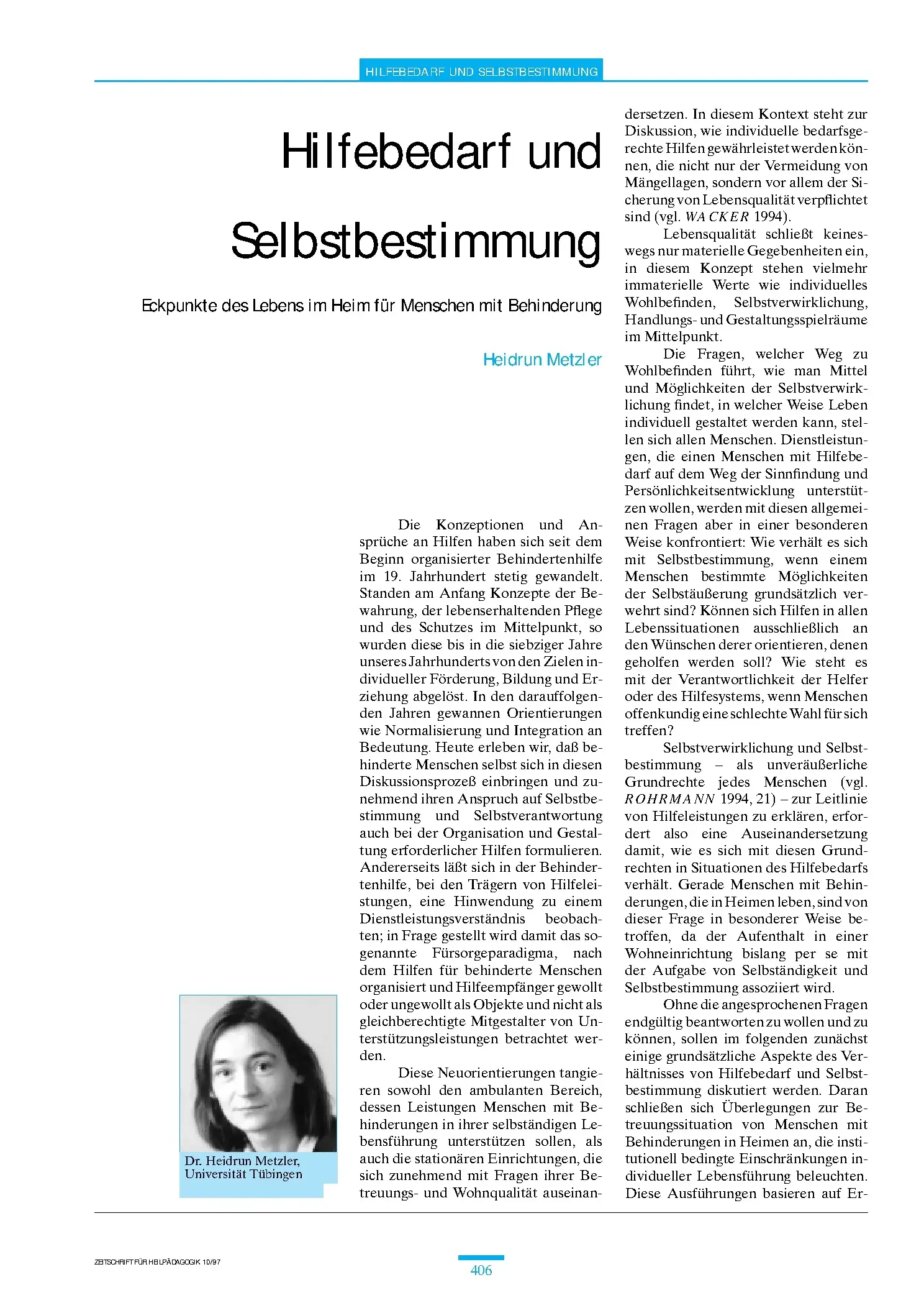 Zeitschrift für Heilpädagogik Artikel