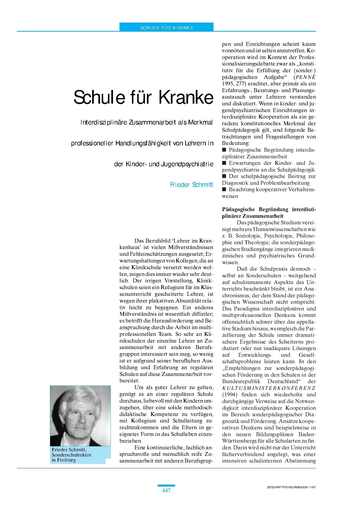 Zeitschrift für Heilpädagogik Artikel