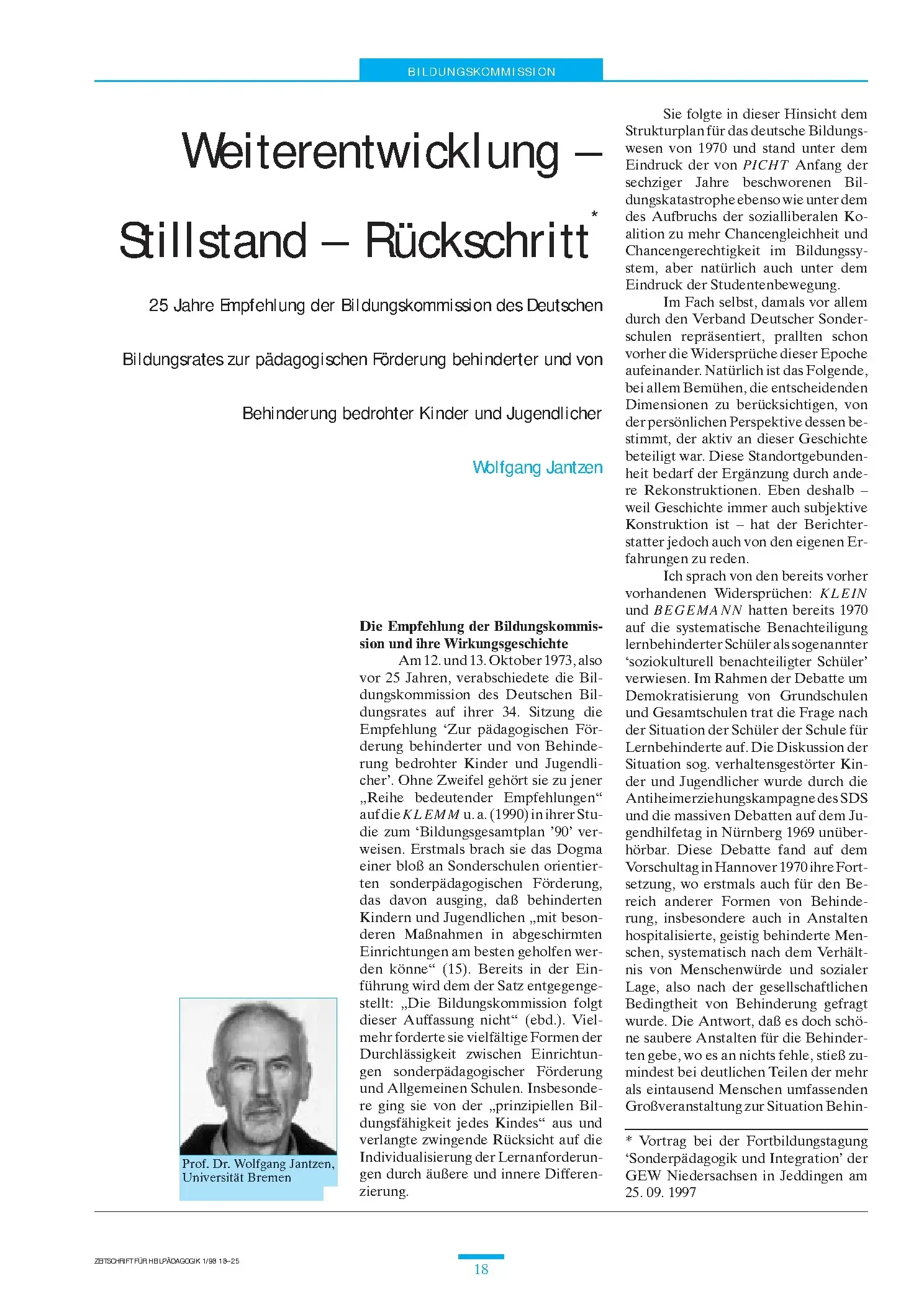 Zeitschrift für Heilpädagogik Artikel