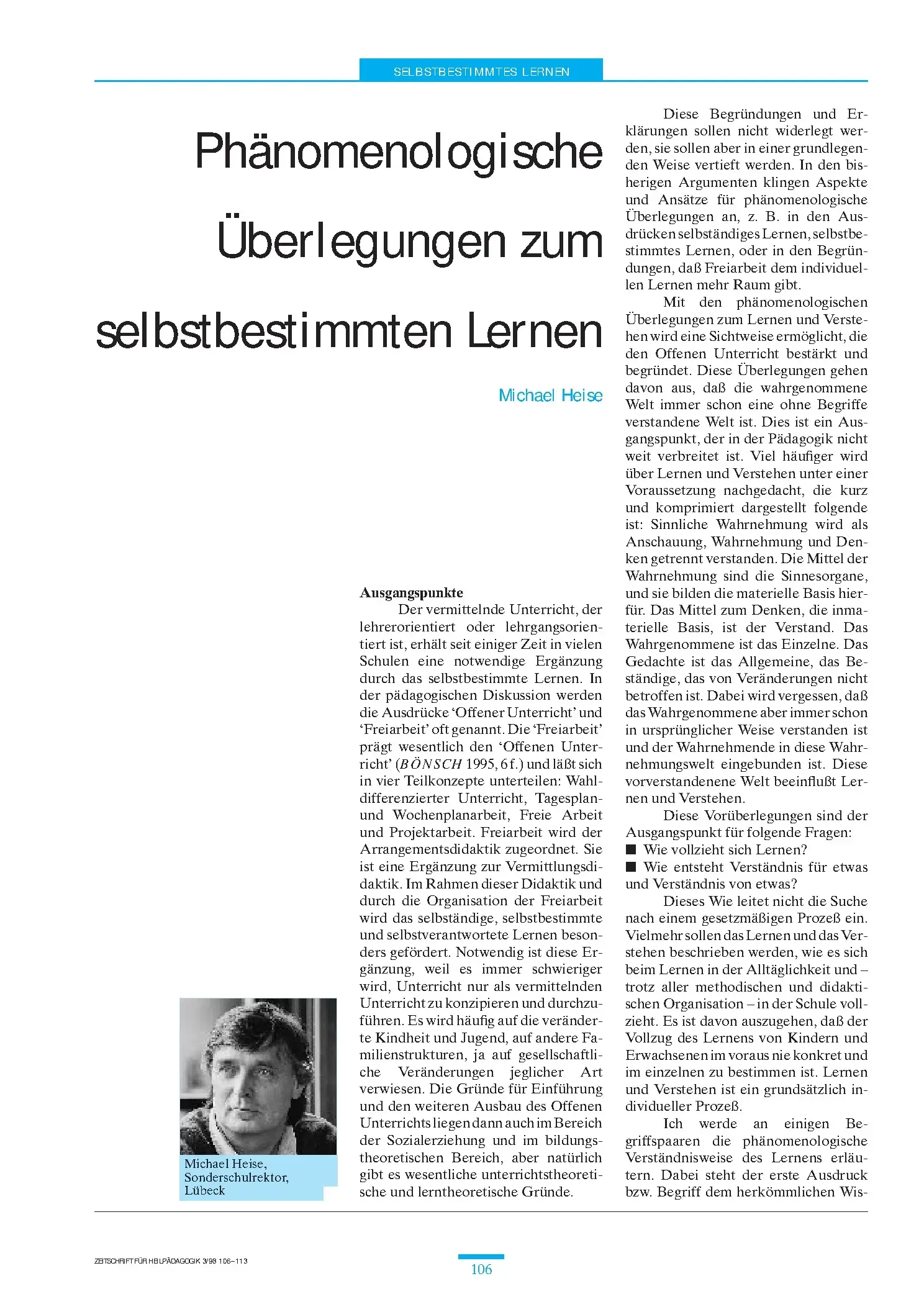 Zeitschrift für Heilpädagogik Artikel