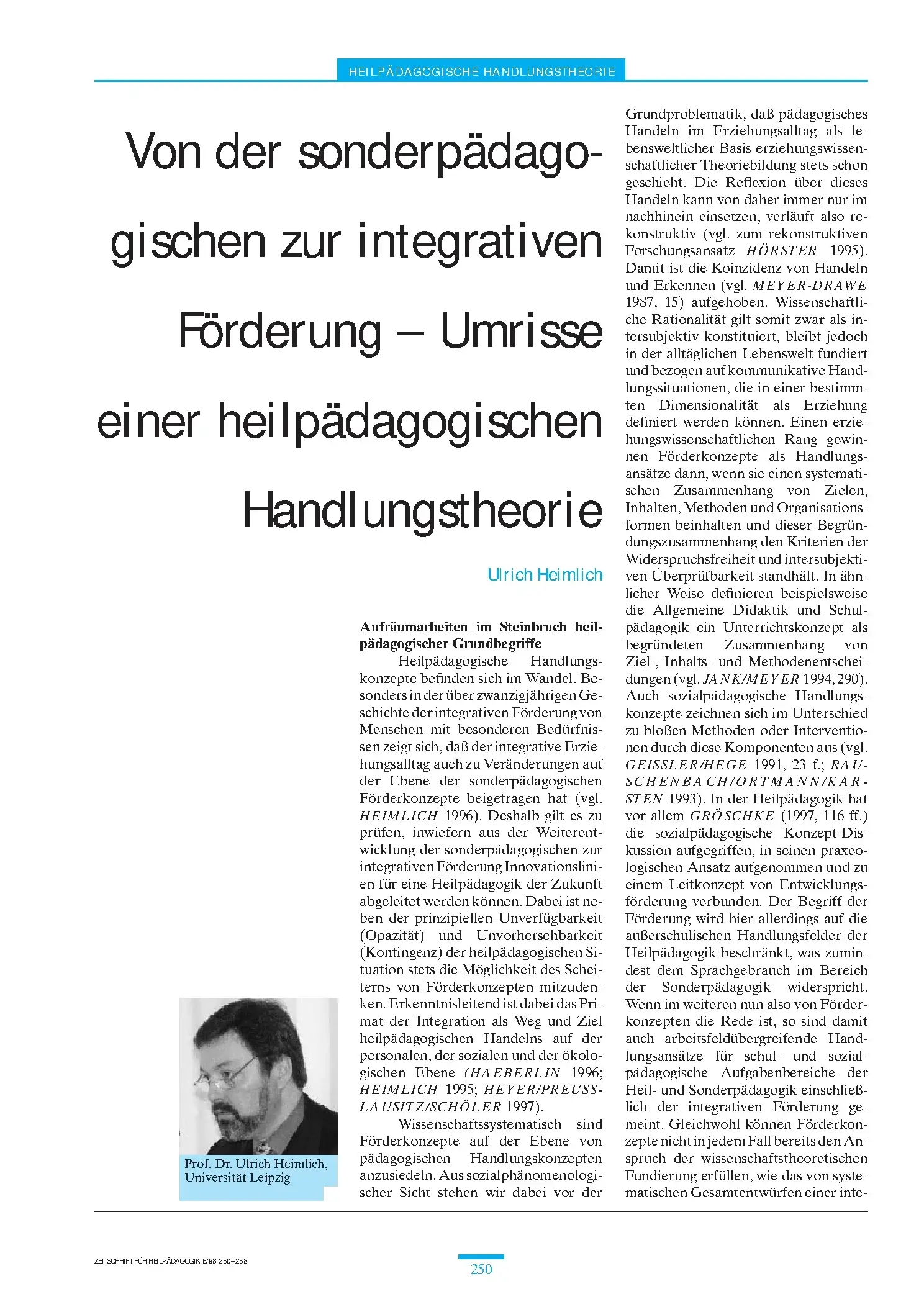 Zeitschrift für Heilpädagogik Artikel