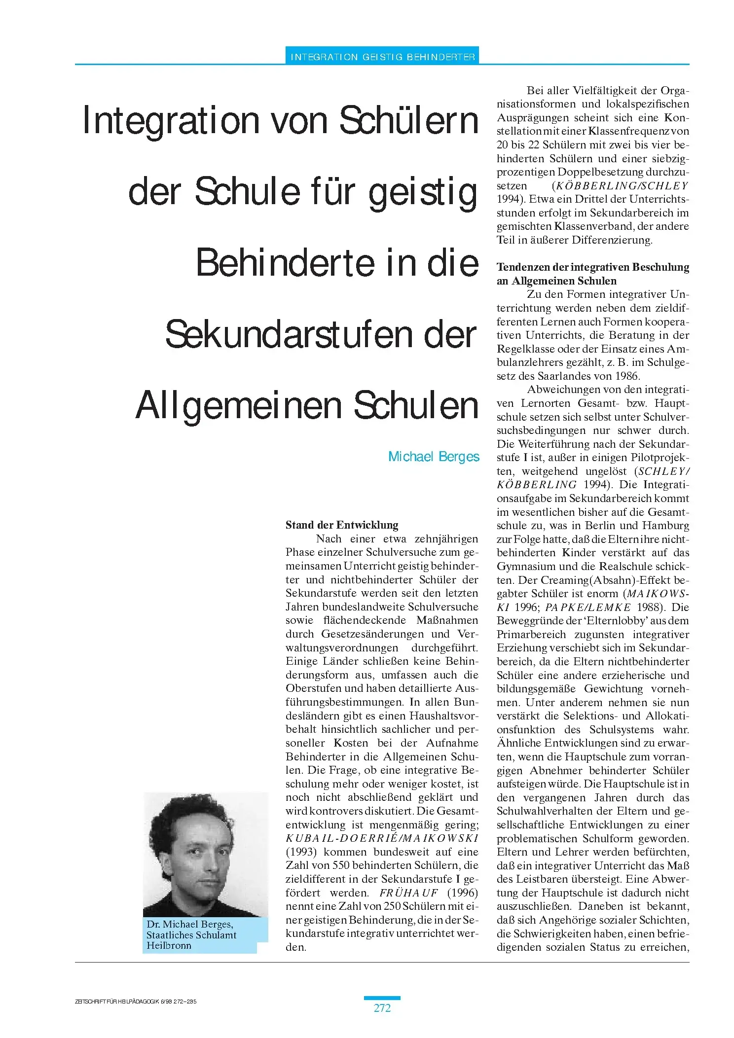 Zeitschrift für Heilpädagogik Artikel