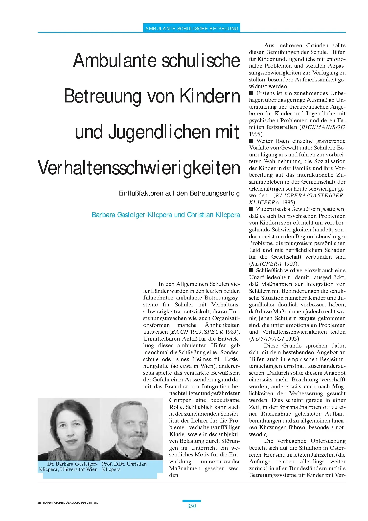 Zeitschrift für Heilpädagogik Artikel