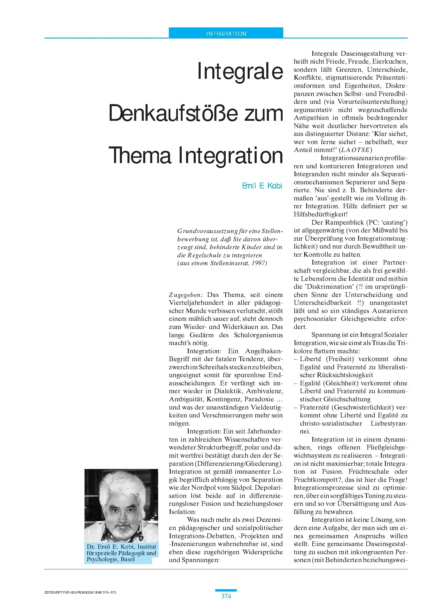 Zeitschrift für Heilpädagogik Artikel