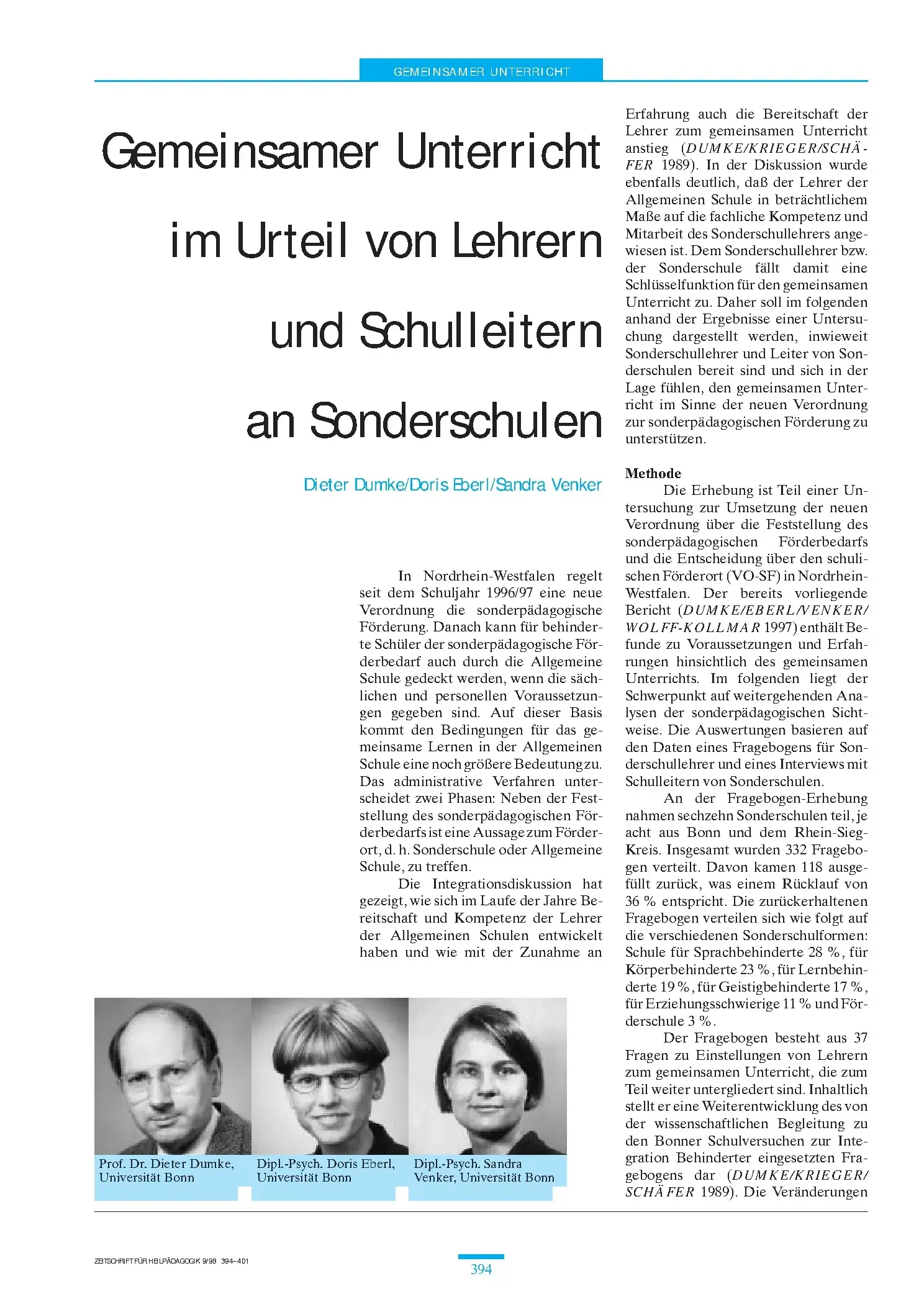 Zeitschrift für Heilpädagogik Artikel