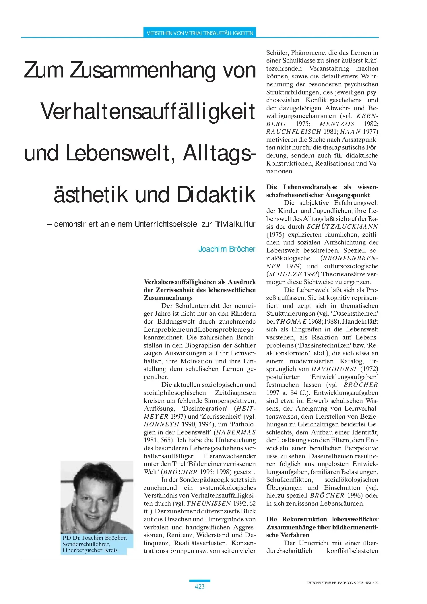 Zeitschrift für Heilpädagogik Artikel