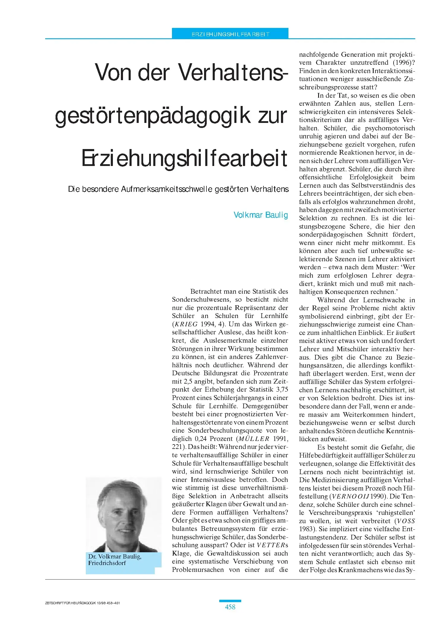 Zeitschrift für Heilpädagogik Artikel