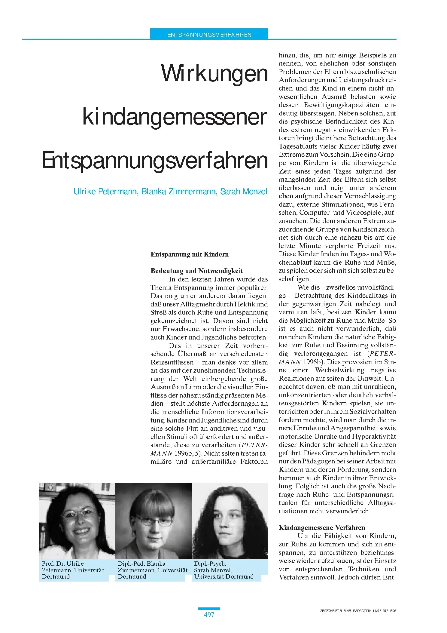 Zeitschrift für Heilpädagogik Artikel