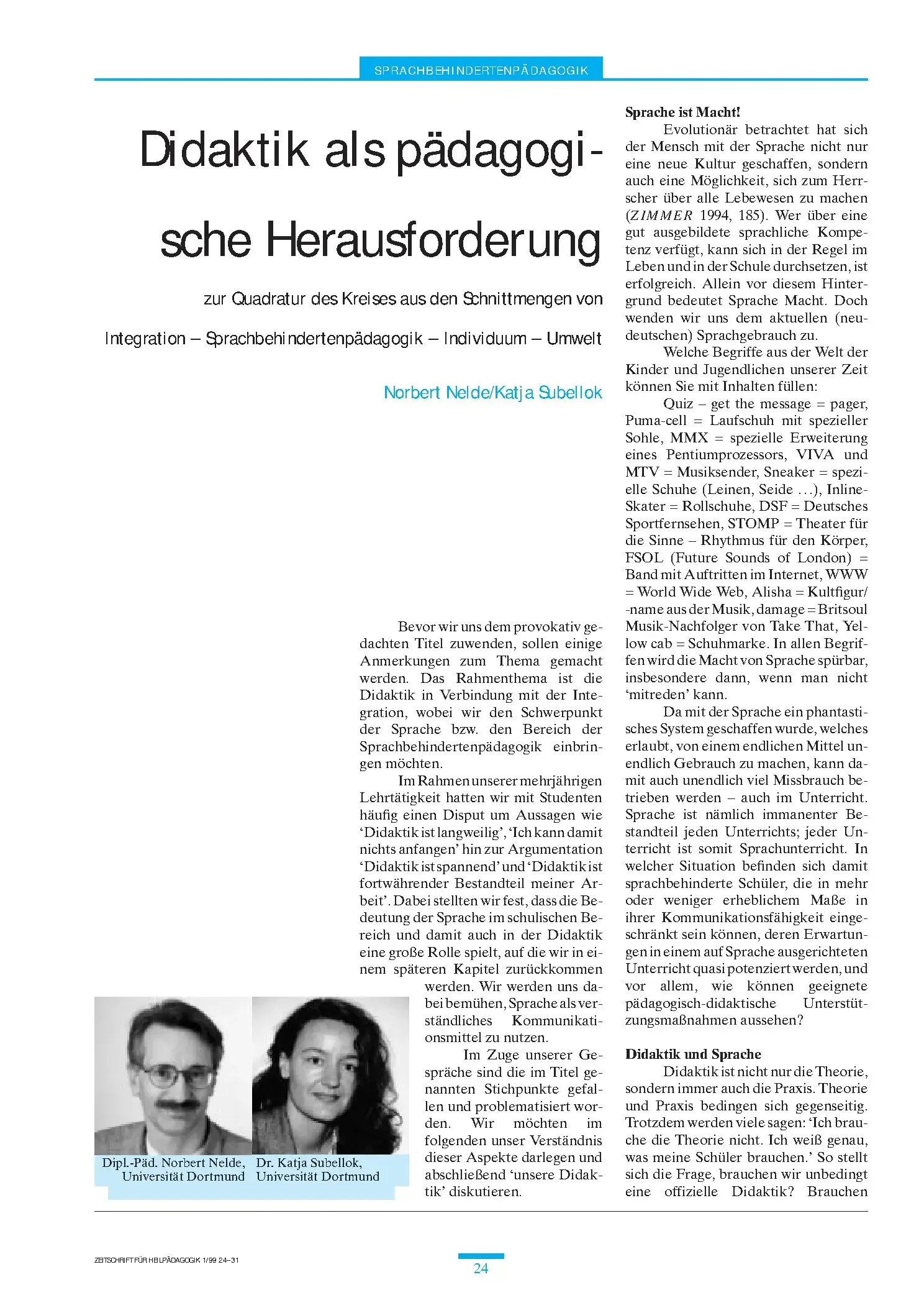 Zeitschrift für Heilpädagogik Artikel