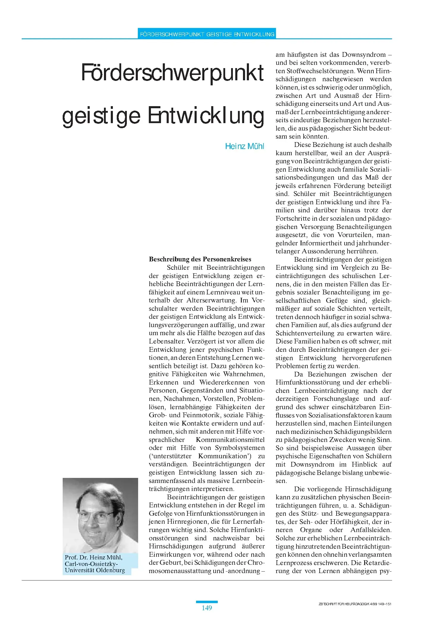 Zeitschrift für Heilpädagogik Artikel