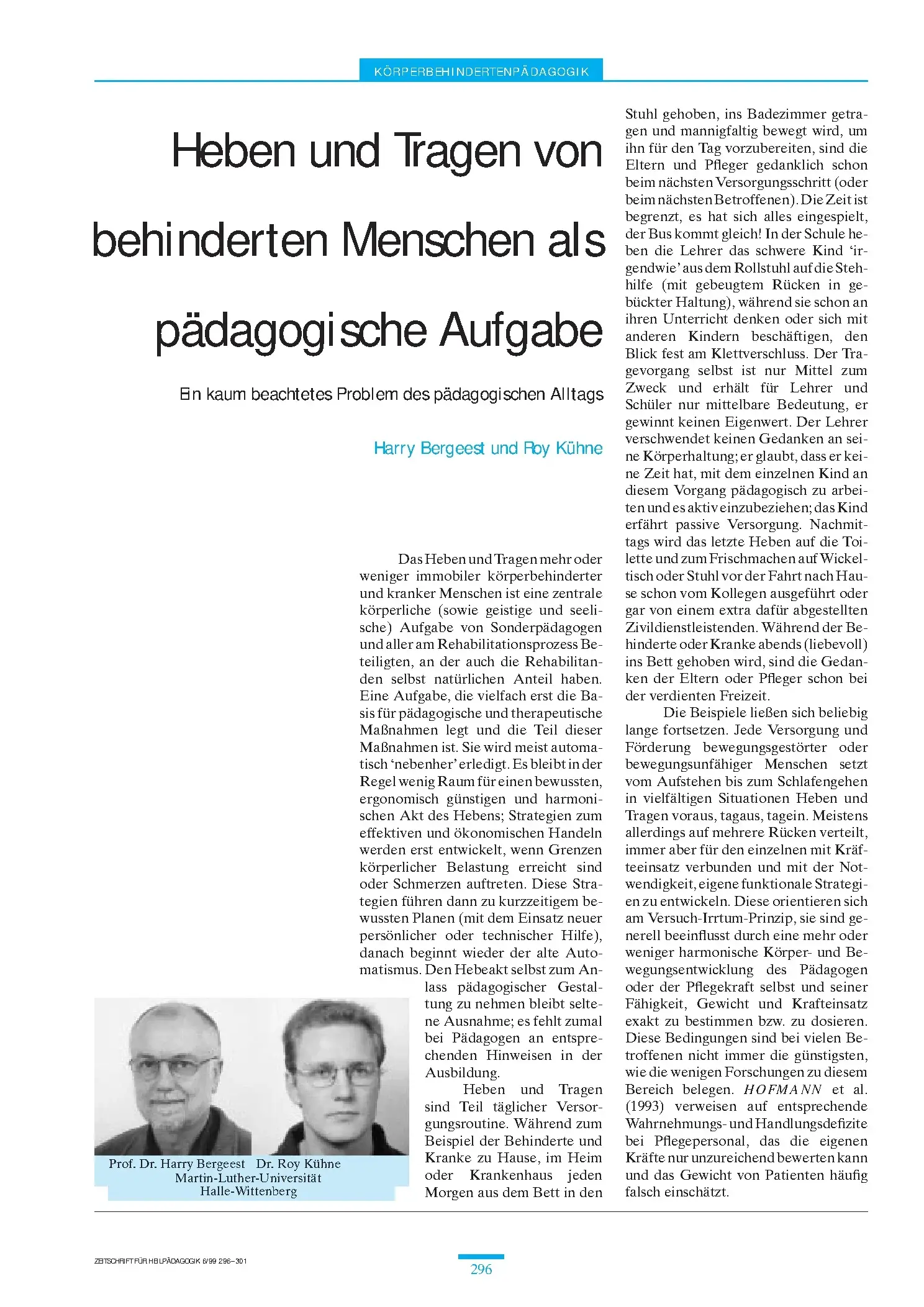 Zeitschrift für Heilpädagogik Artikel