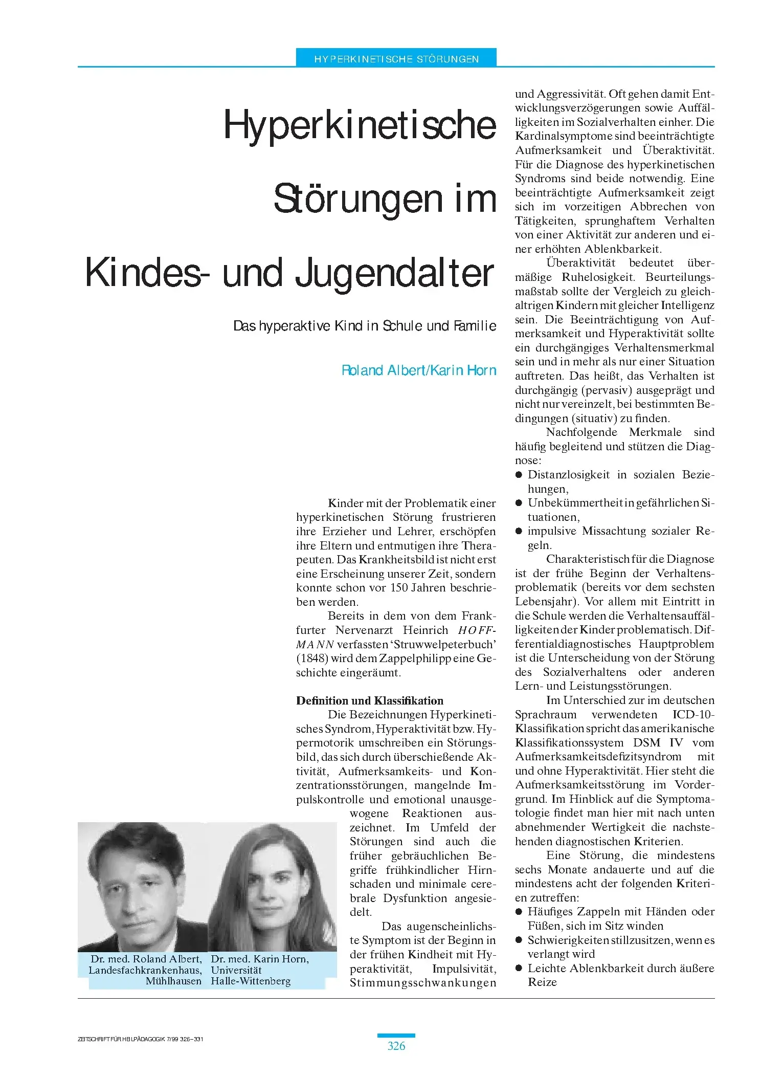 Zeitschrift für Heilpädagogik Artikel