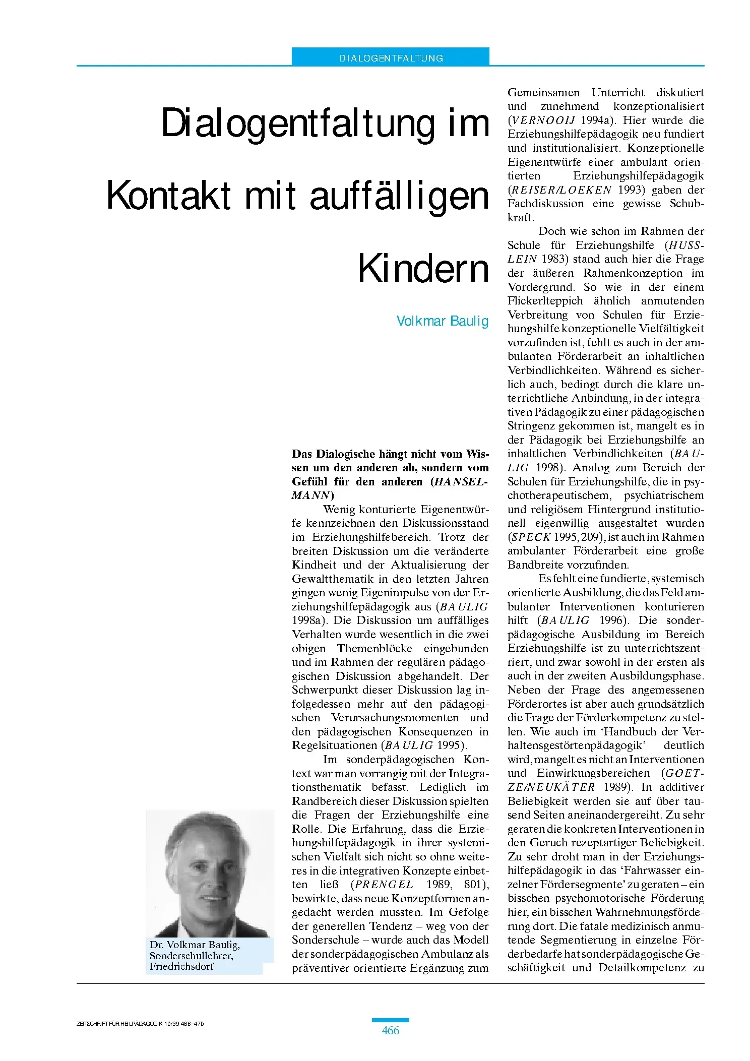 Zeitschrift für Heilpädagogik Artikel