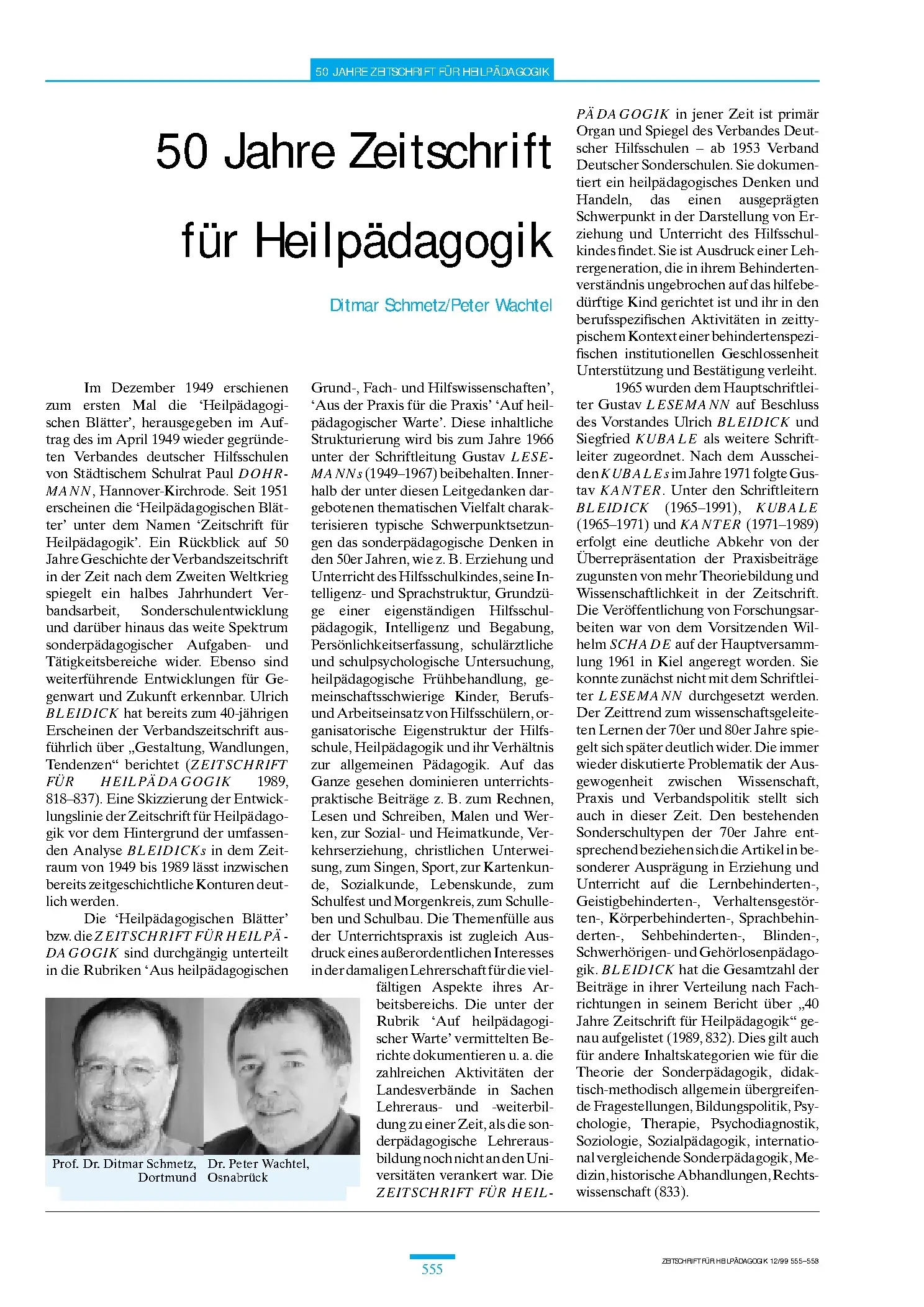 Zeitschrift für Heilpädagogik Artikel