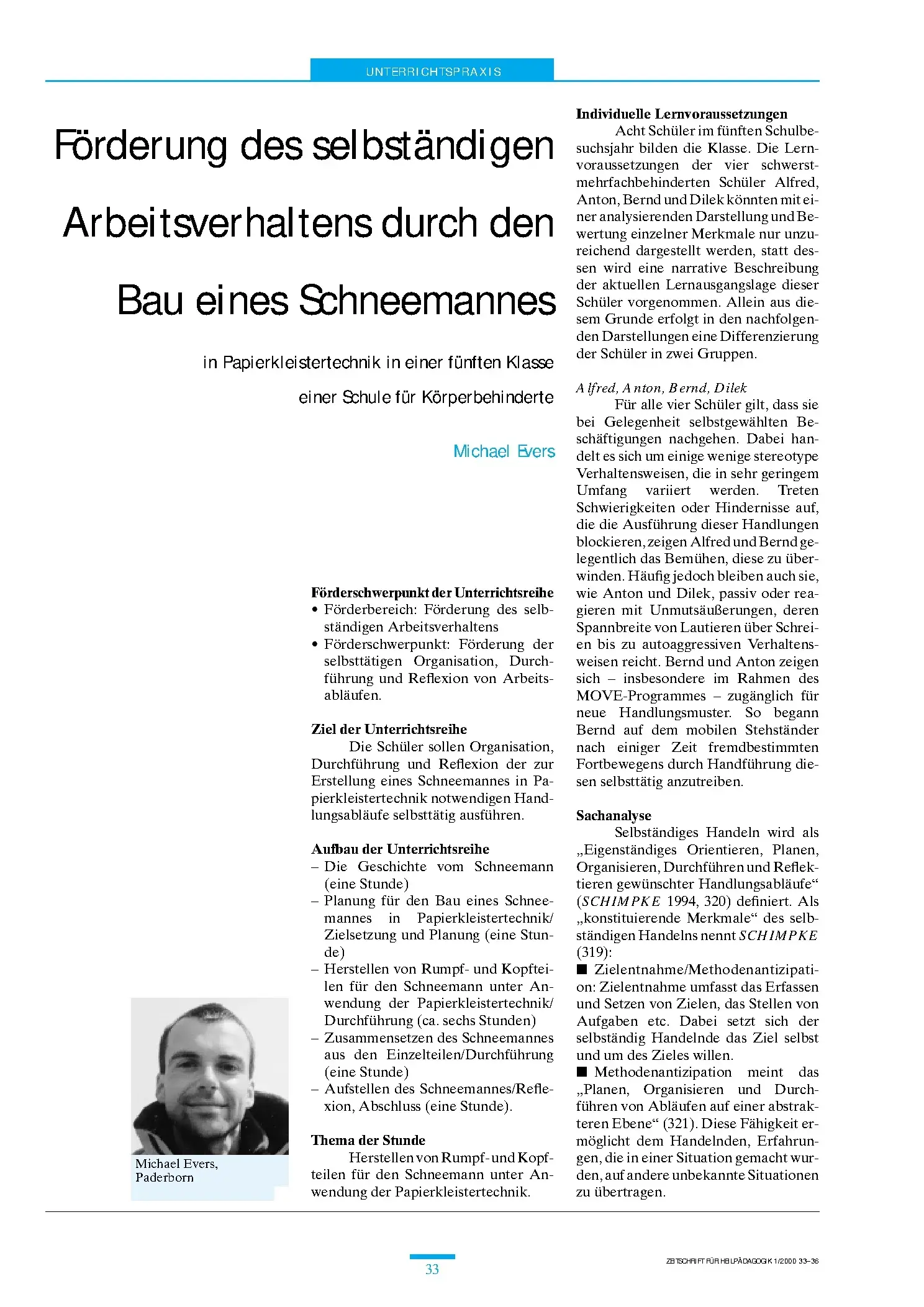 Zeitschrift für Heilpädagogik Artikel