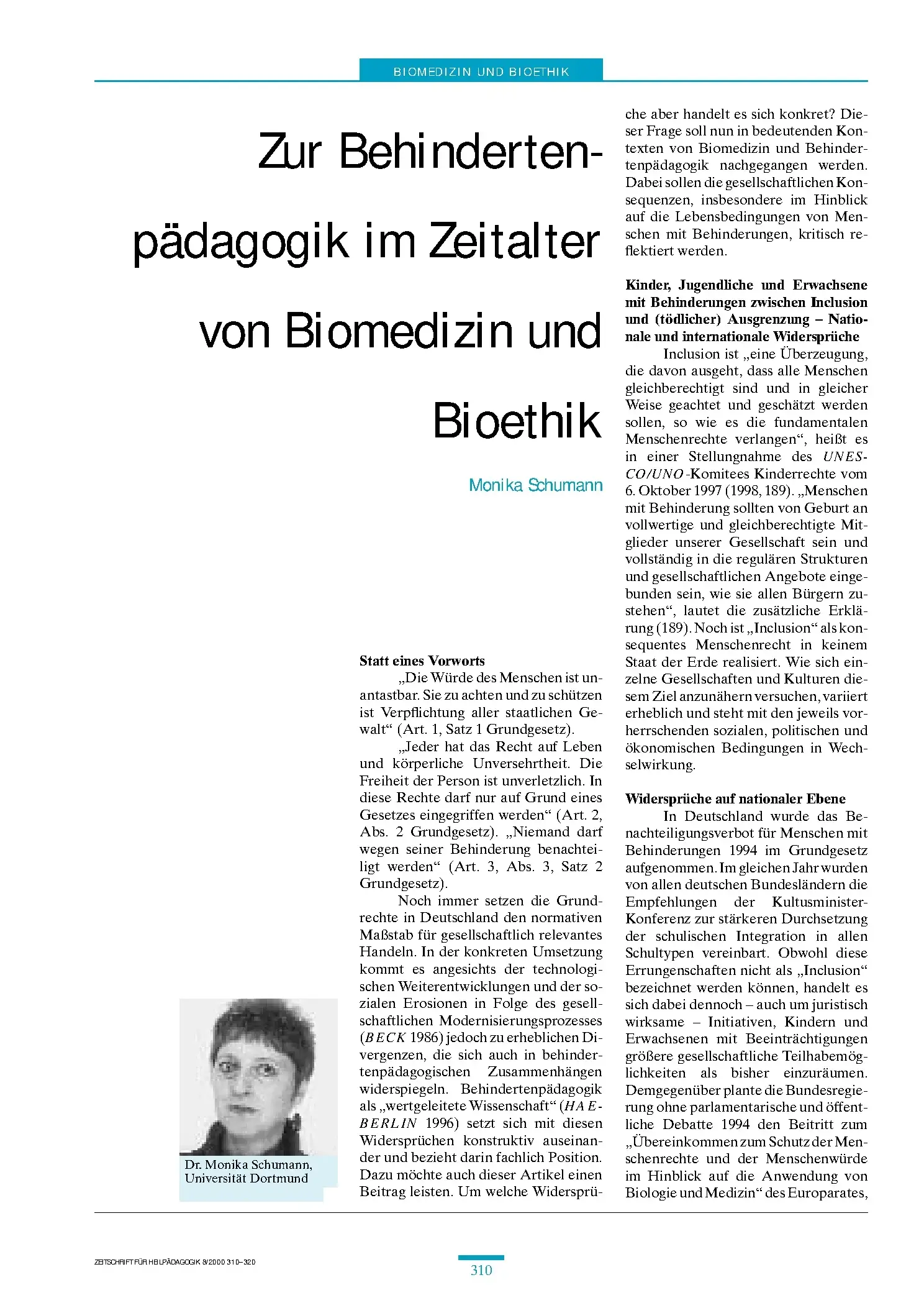 Zeitschrift für Heilpädagogik Artikel