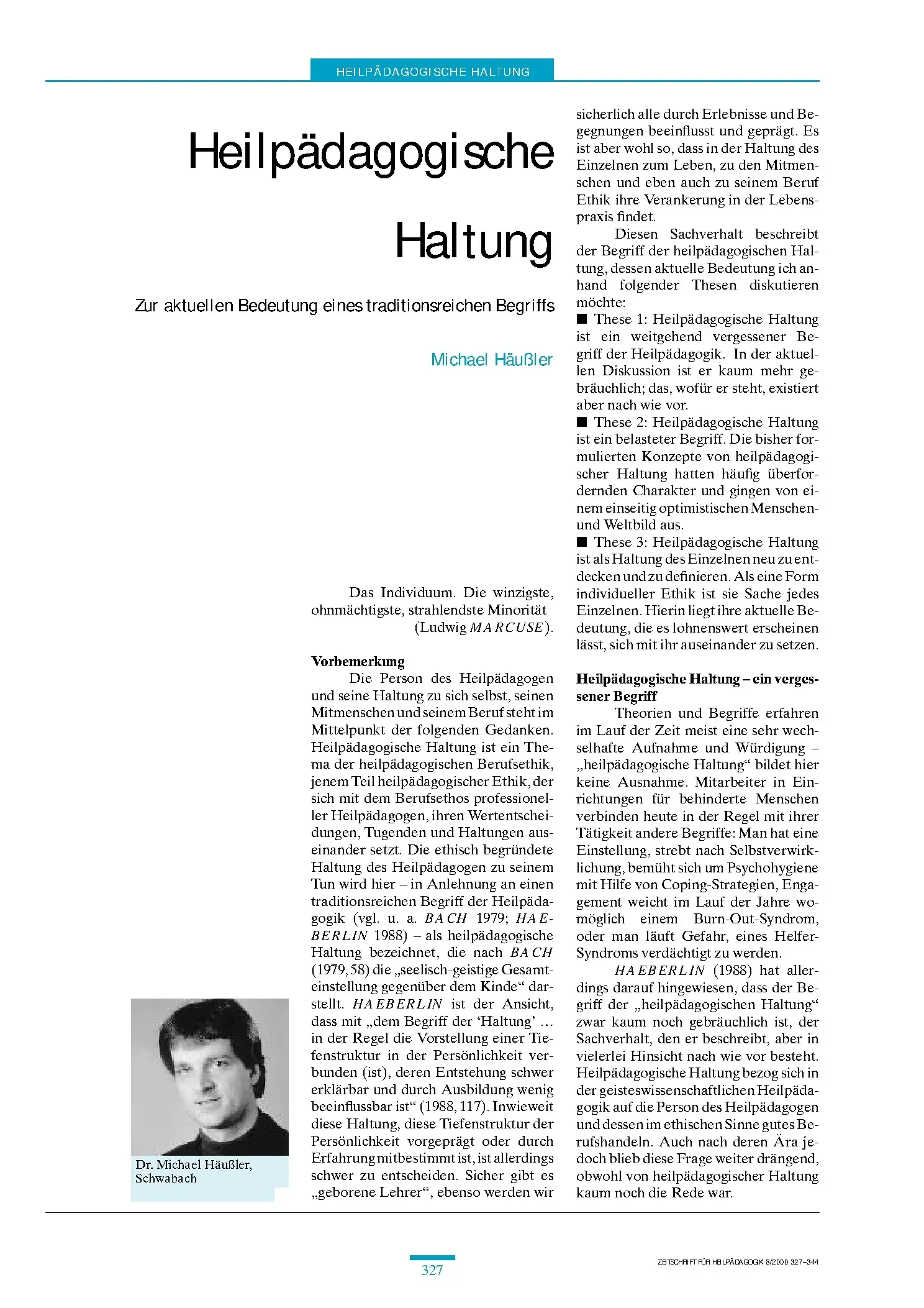 Zeitschrift für Heilpädagogik Artikel