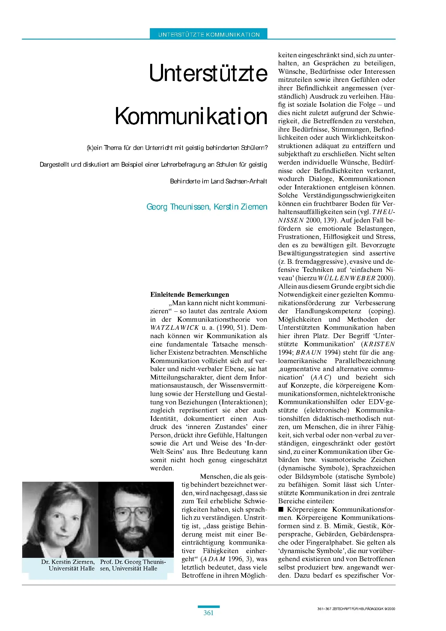 Zeitschrift für Heilpädagogik Artikel