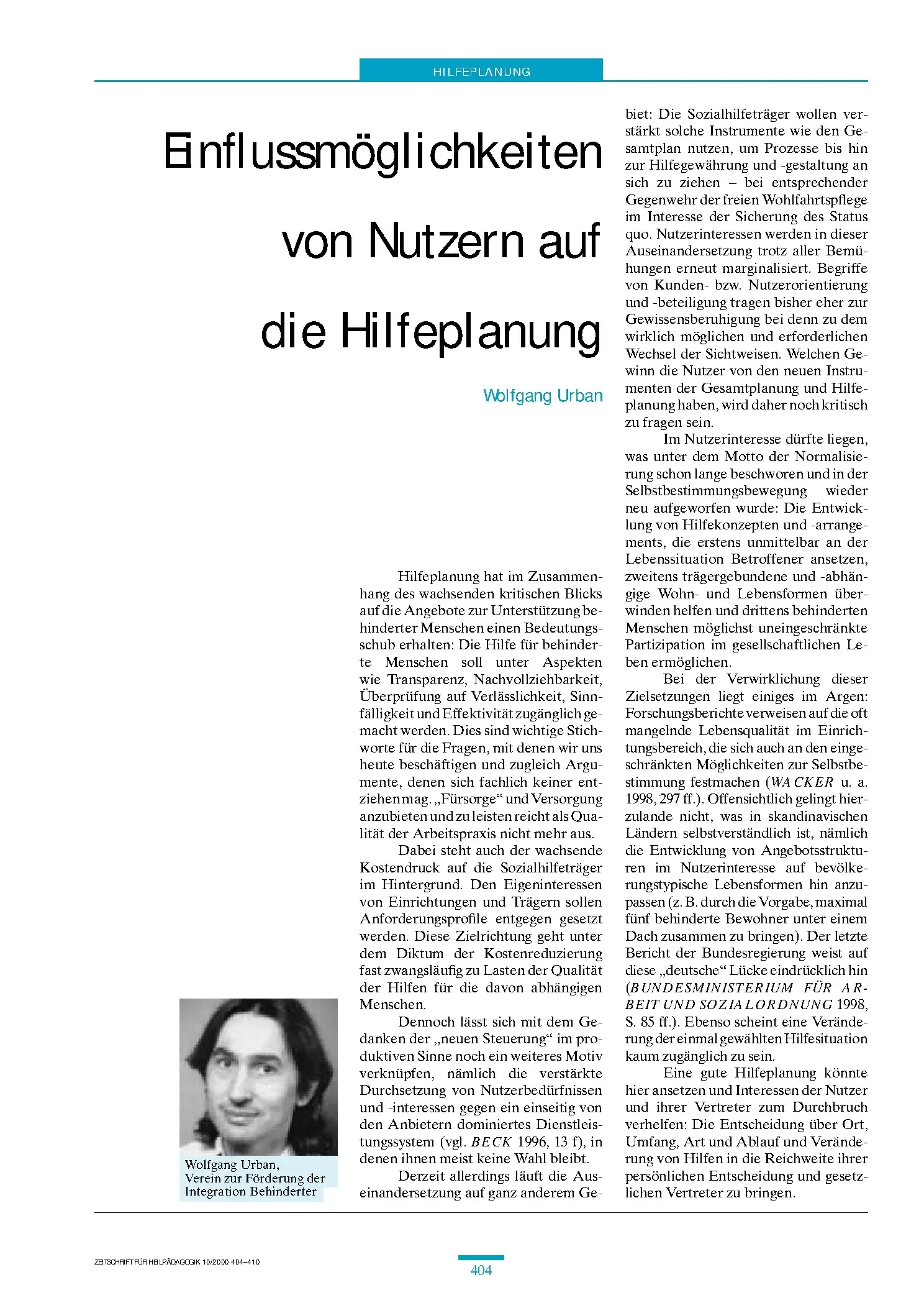 Zeitschrift für Heilpädagogik Artikel