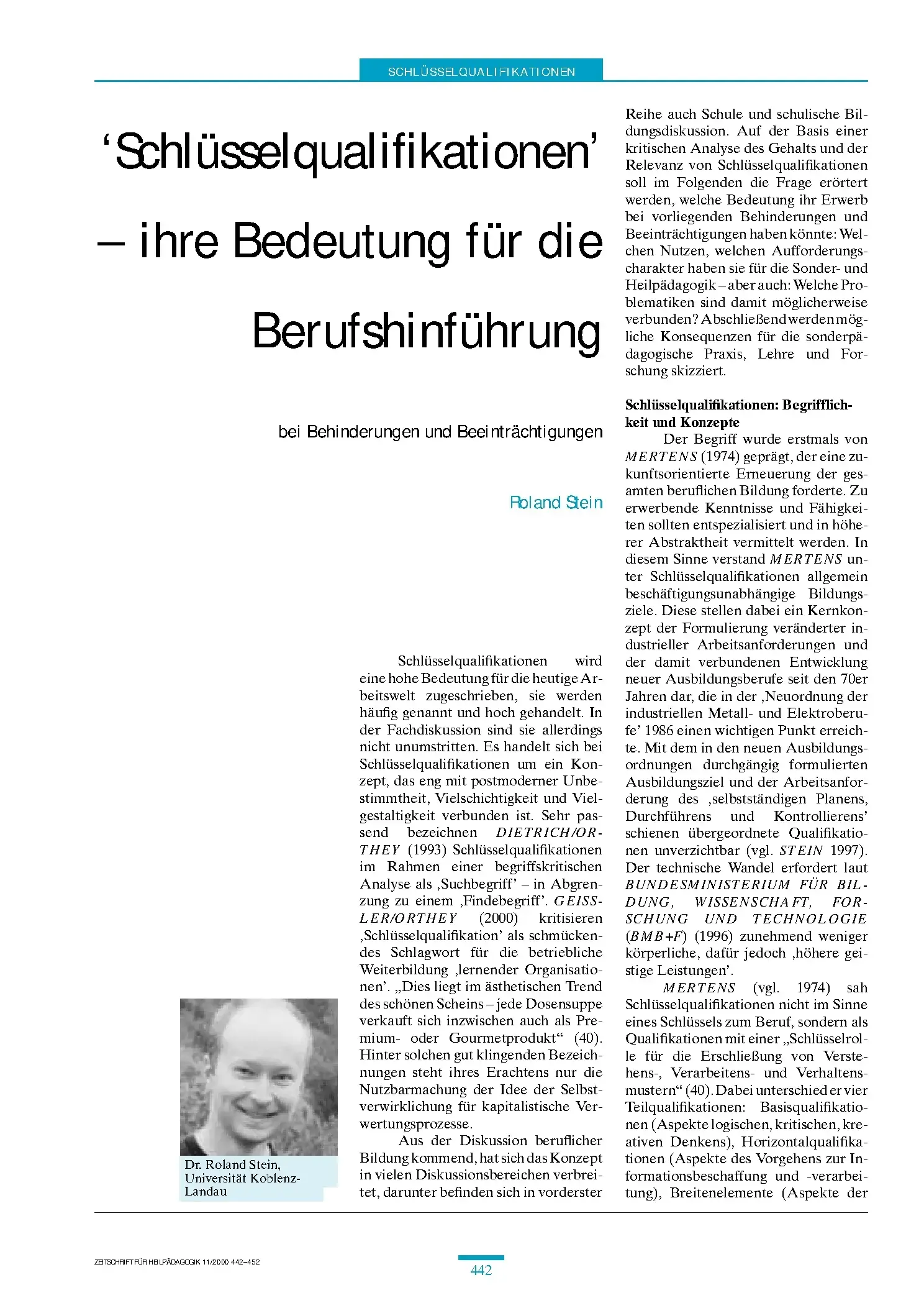 Zeitschrift für Heilpädagogik Artikel