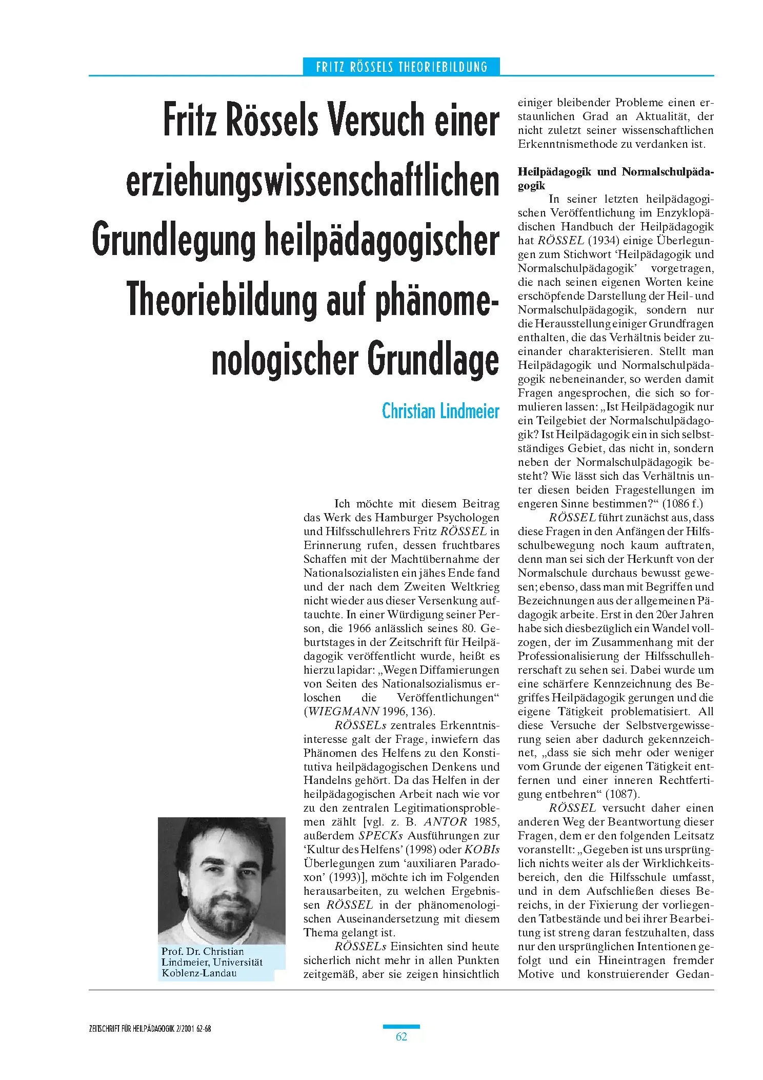 Zeitschrift für Heilpädagogik Artikel