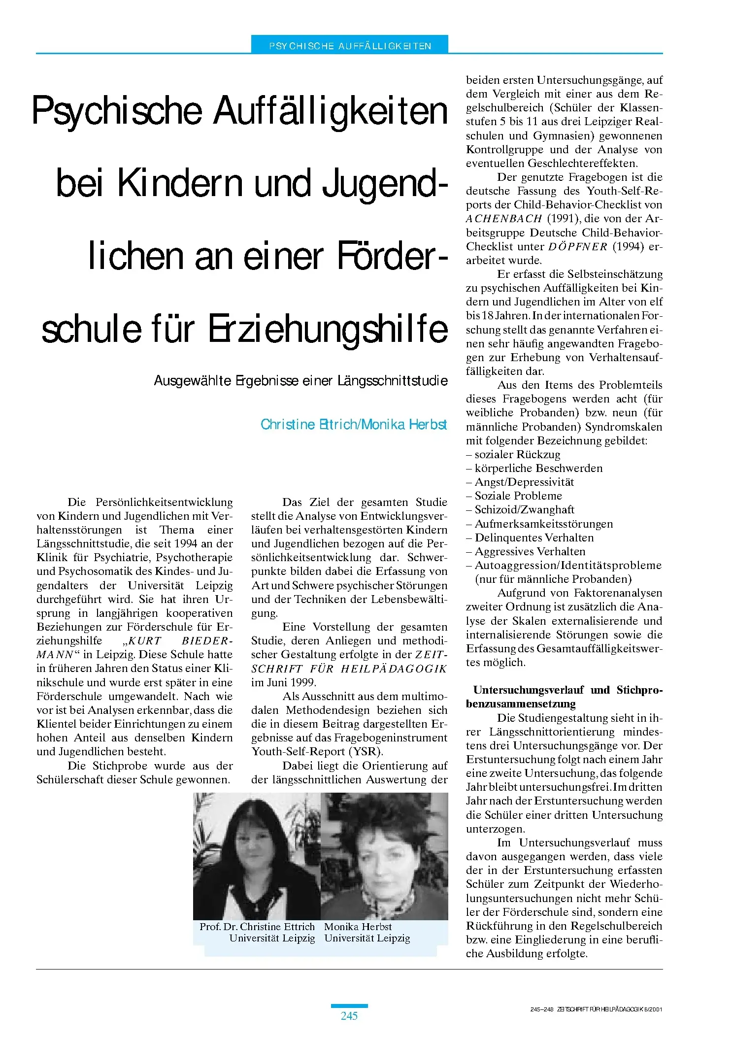 Zeitschrift für Heilpädagogik Artikel