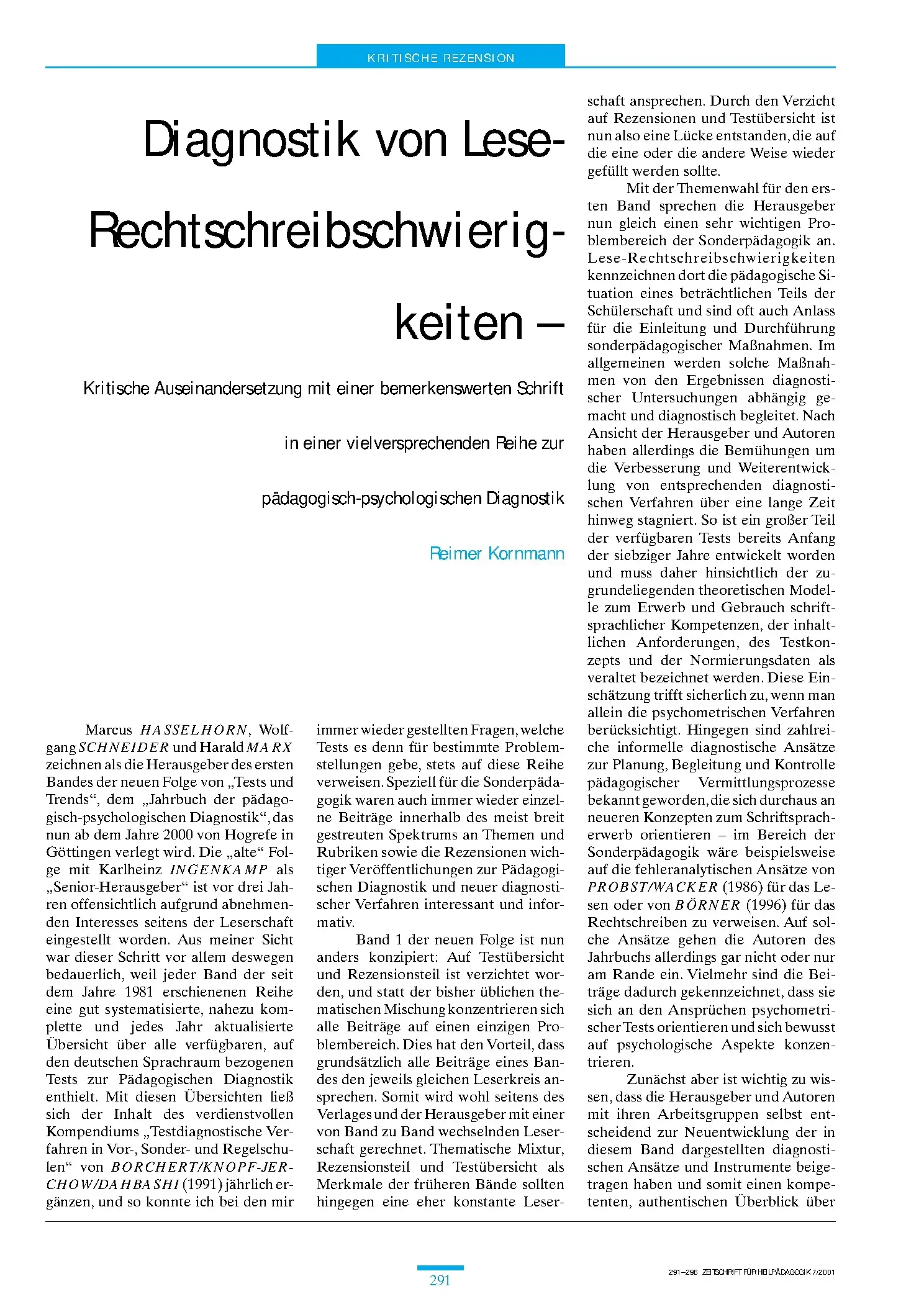 Zeitschrift für Heilpädagogik Artikel