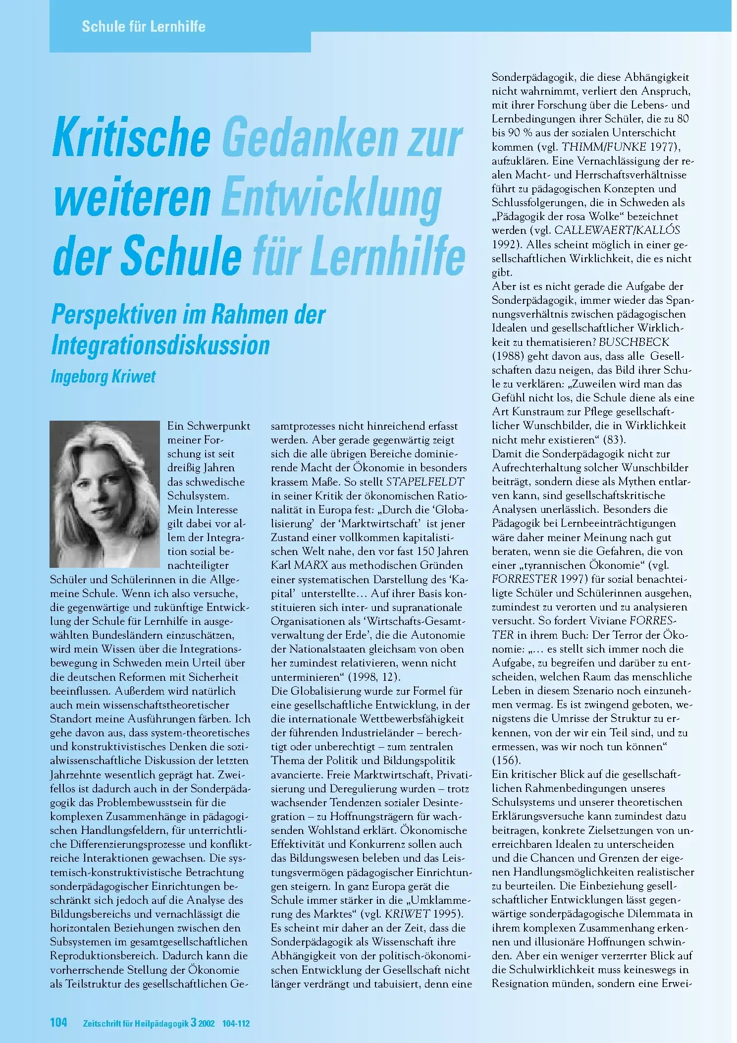 Zeitschrift für Heilpädagogik Artikel