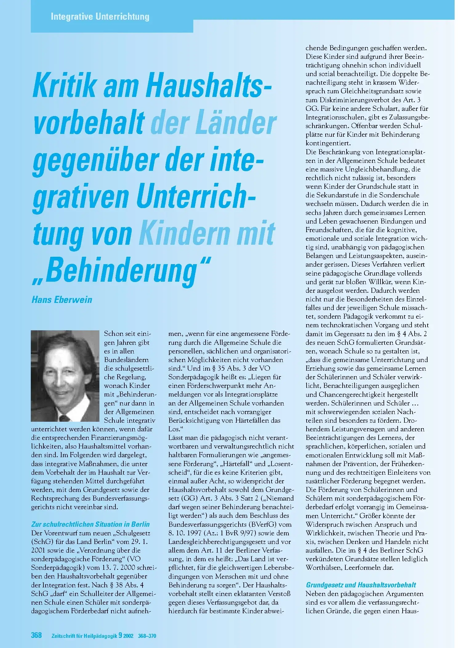 Zeitschrift für Heilpädagogik Artikel