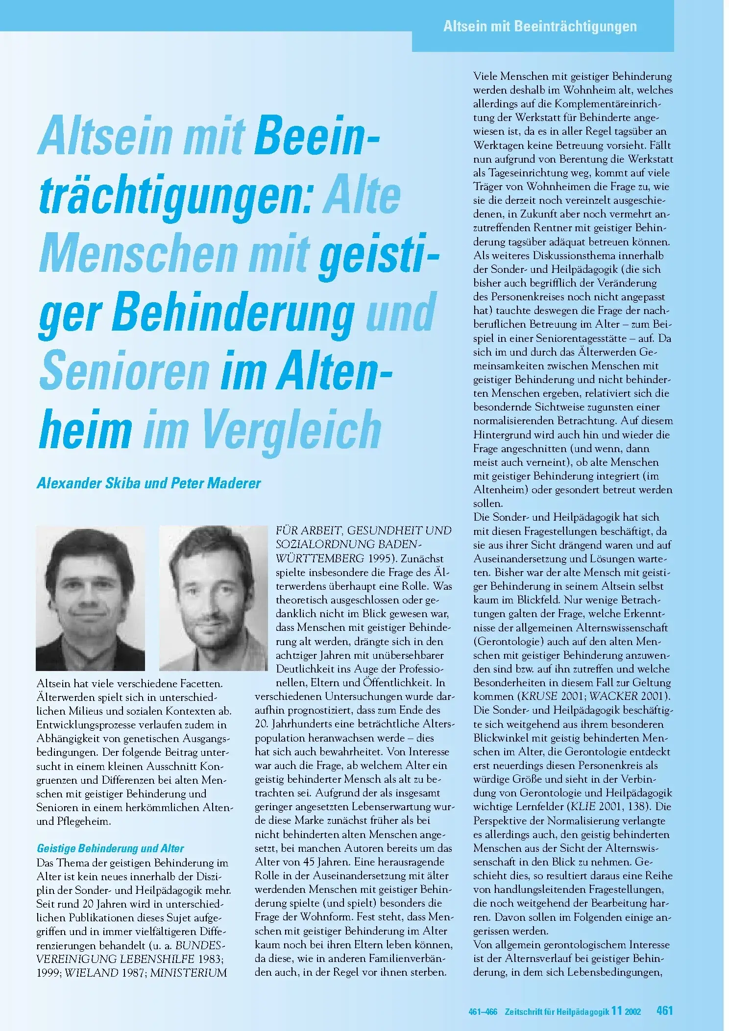 Zeitschrift für Heilpädagogik Artikel