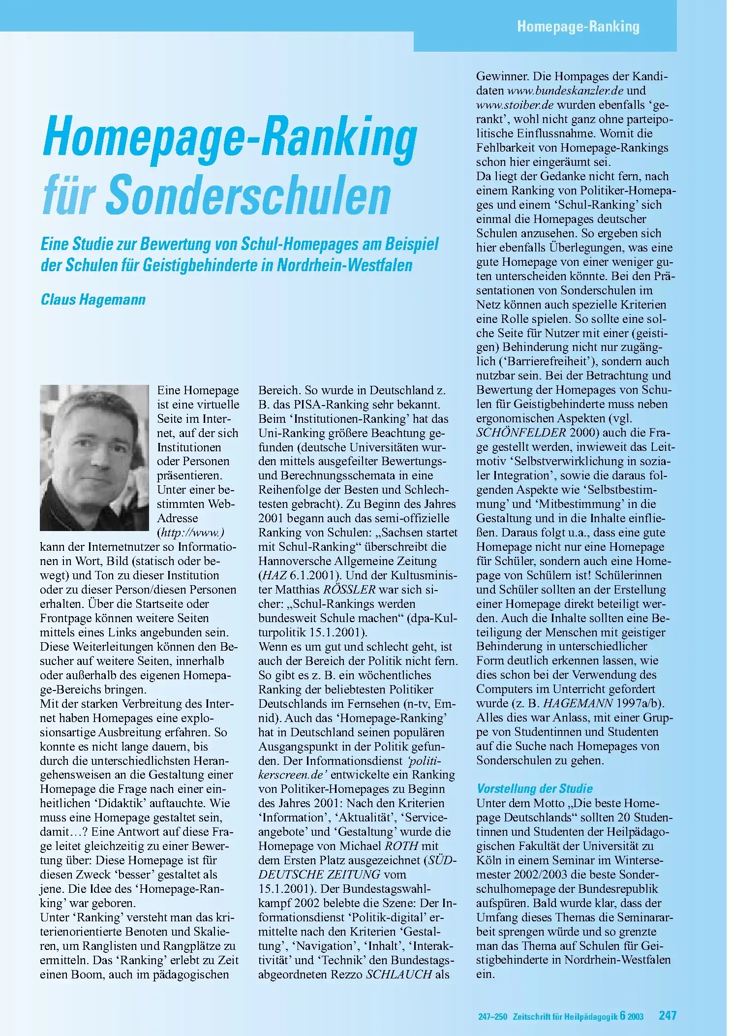 Zeitschrift für Heilpädagogik Artikel